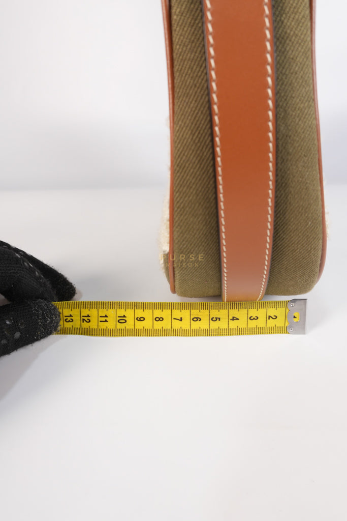 Ava Medium in Khaki/Tan Canvas Shoulder Bag | Purse Maison Luxury Bags Shop