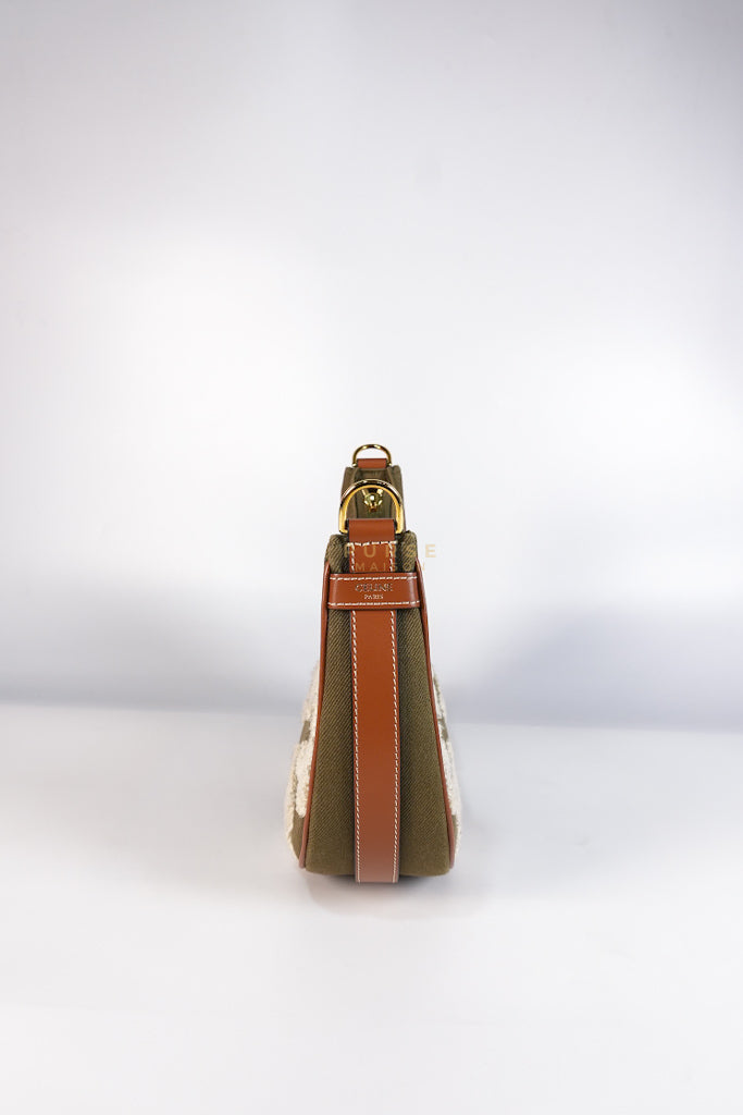 Ava Medium in Khaki/Tan Canvas Shoulder Bag | Purse Maison Luxury Bags Shop