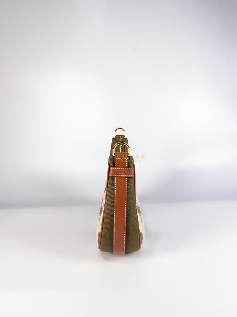 Ava Medium in Khaki/Tan Canvas Shoulder Bag | Purse Maison Luxury Bags Shop