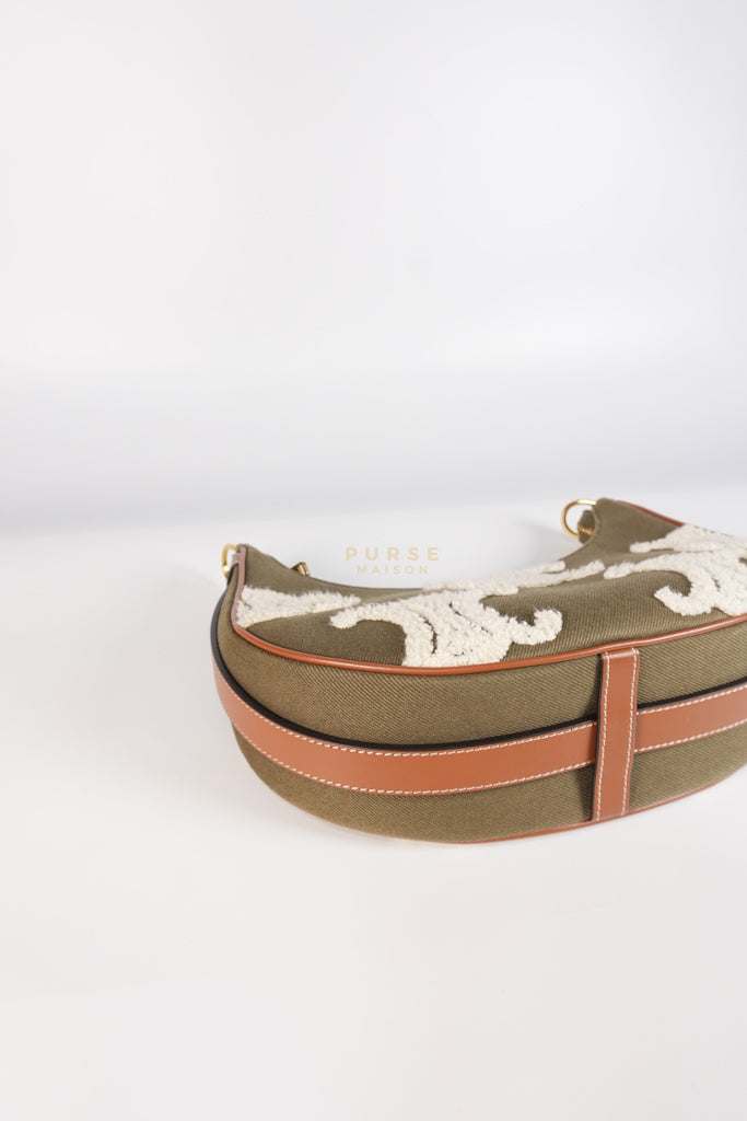 Ava Medium in Khaki/Tan Canvas Shoulder Bag | Purse Maison Luxury Bags Shop