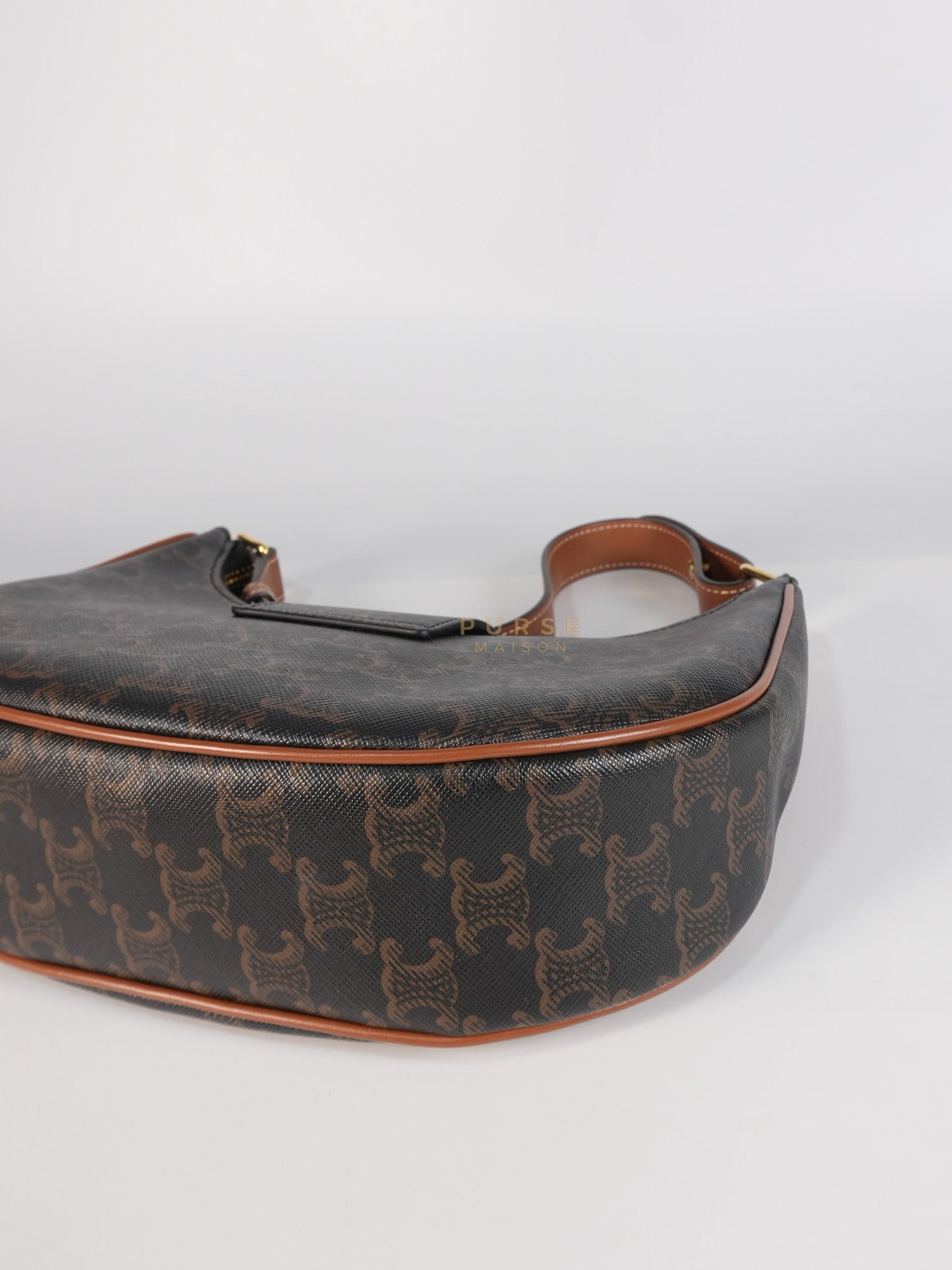Ava Triomphe Canvas Calfskin Medium Black/Tan | Purse Maison Luxury Bags Shop