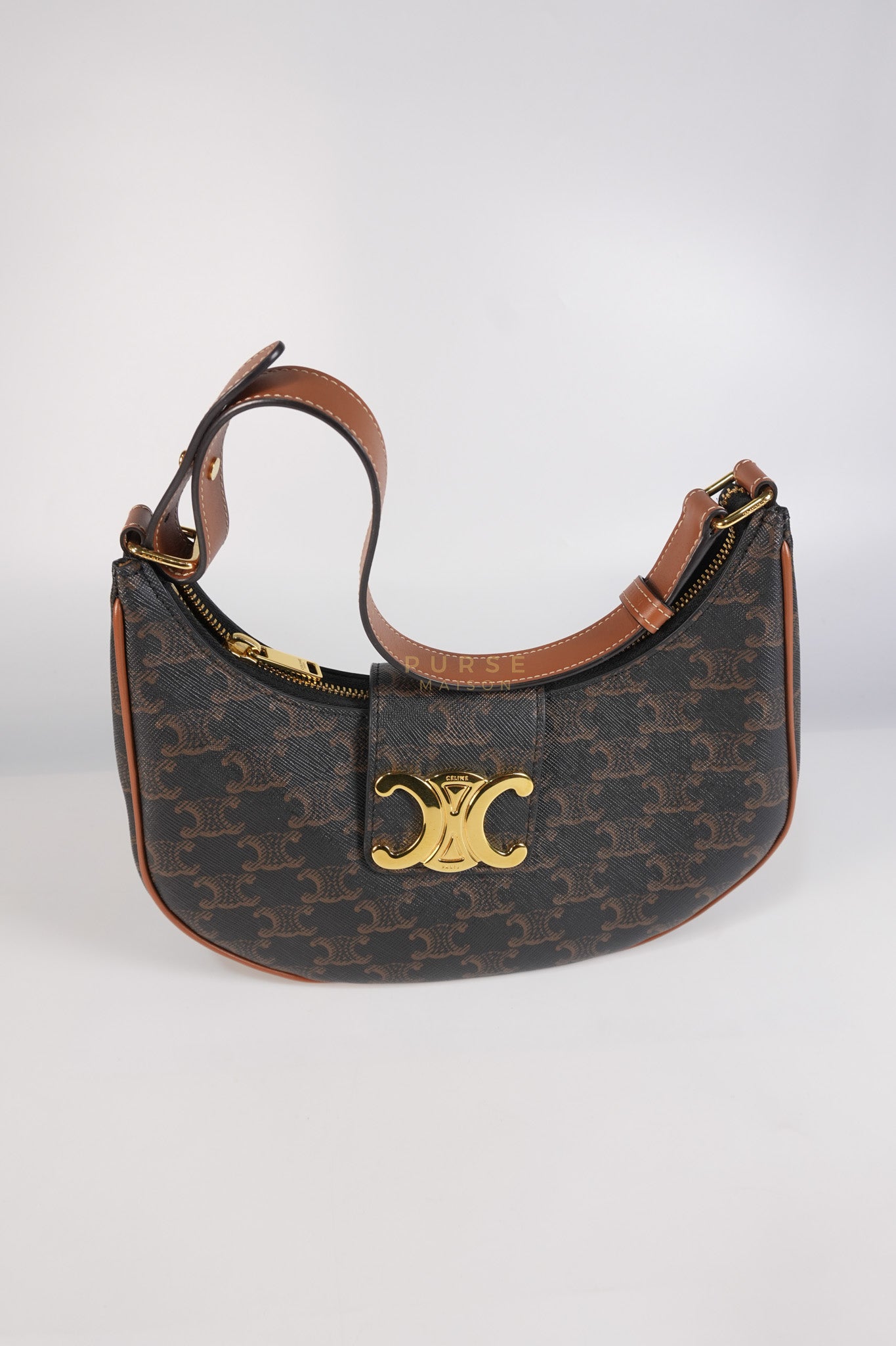 Ava Triomphe Canvas Calfskin Medium Black/Tan | Purse Maison Luxury Bags Shop