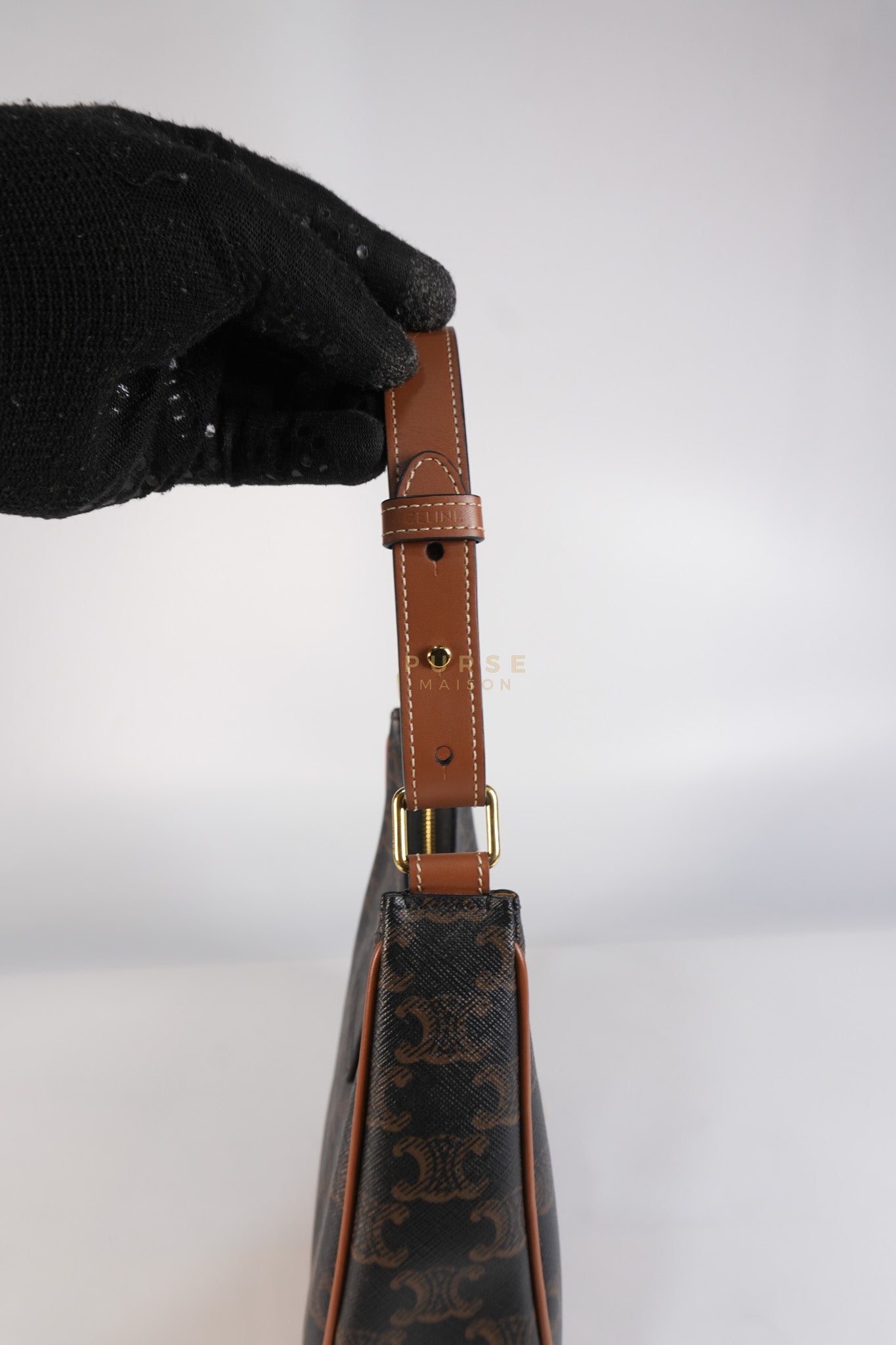 Ava Triomphe Canvas Calfskin Medium Black/Tan | Purse Maison Luxury Bags Shop