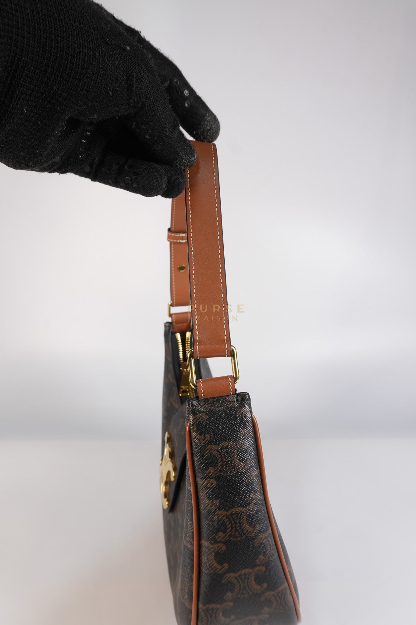 Ava Triomphe Canvas Calfskin Medium Black/Tan | Purse Maison Luxury Bags Shop