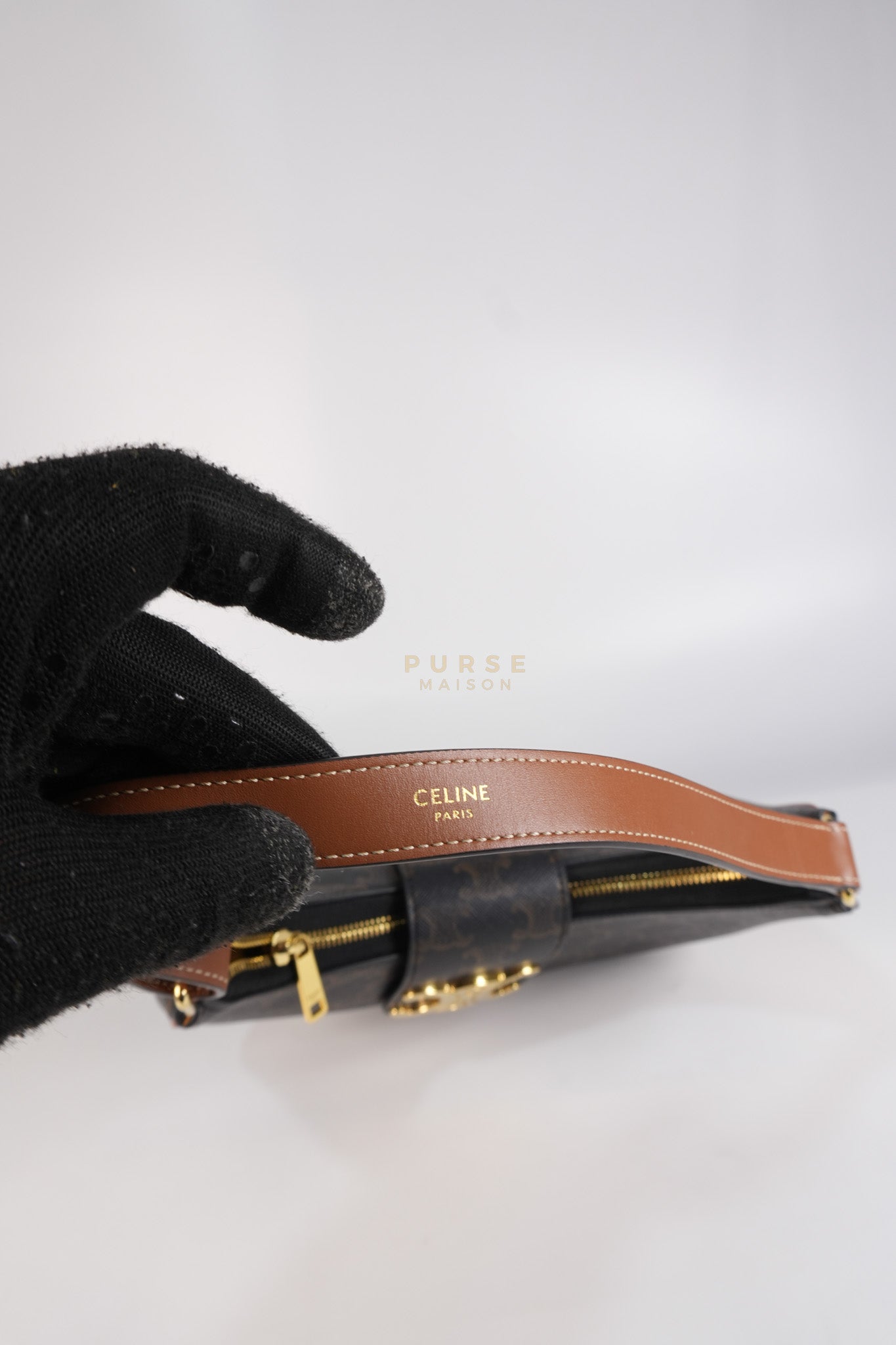 Ava Triomphe Canvas Calfskin Medium Black/Tan | Purse Maison Luxury Bags Shop