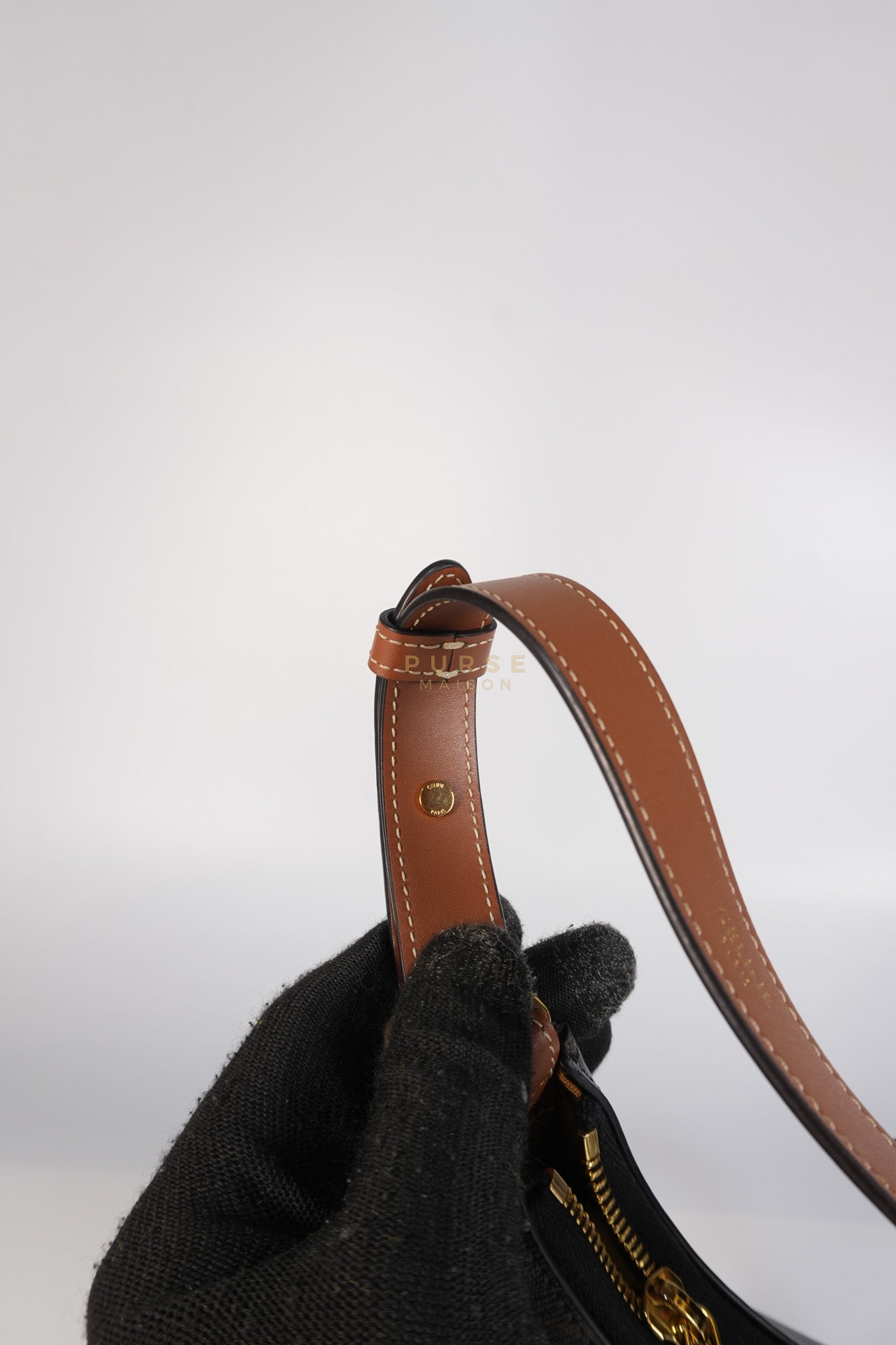 Ava Triomphe Canvas Calfskin Medium Black/Tan | Purse Maison Luxury Bags Shop