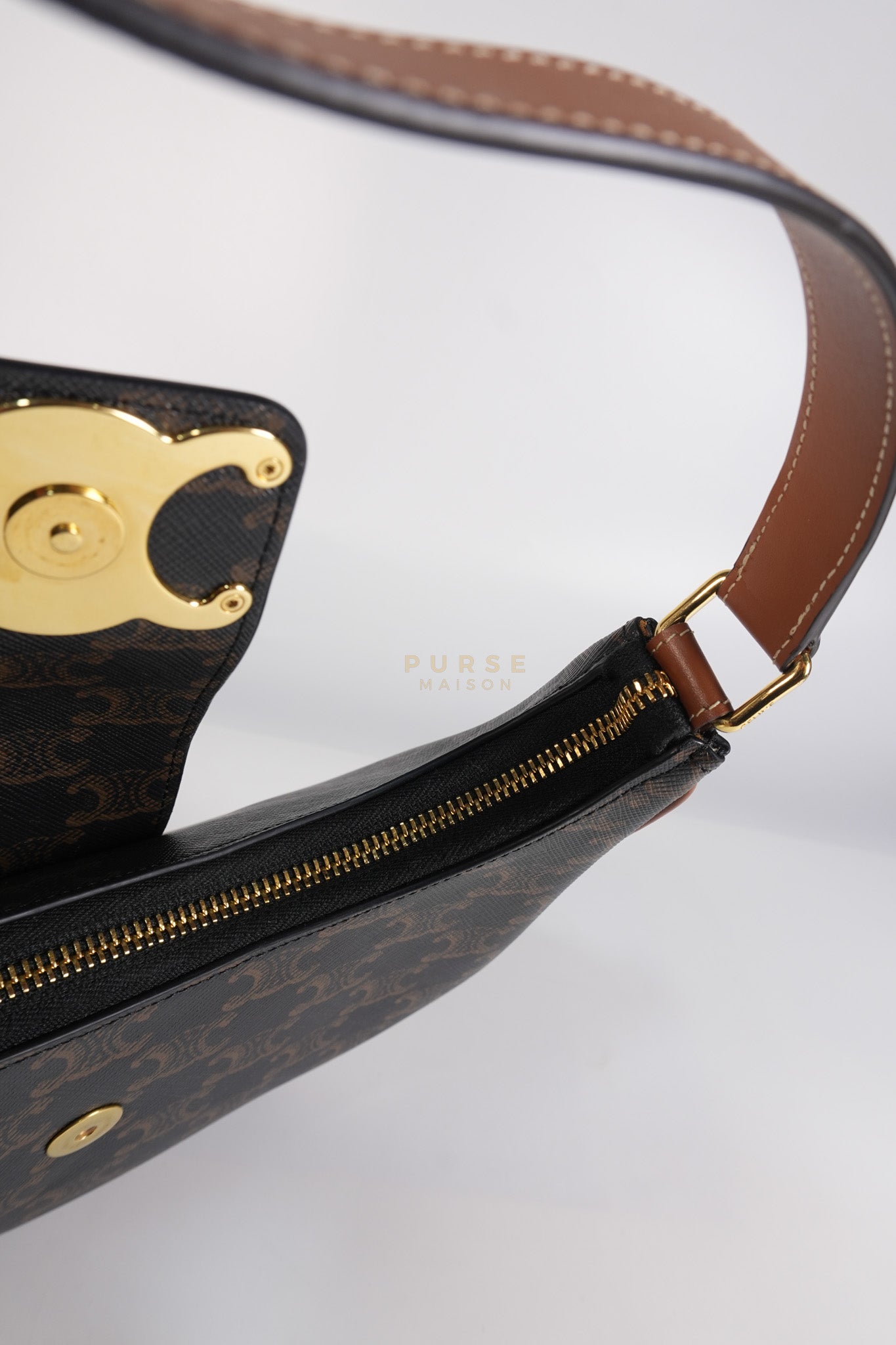 Ava Triomphe Canvas Calfskin Medium Black/Tan | Purse Maison Luxury Bags Shop