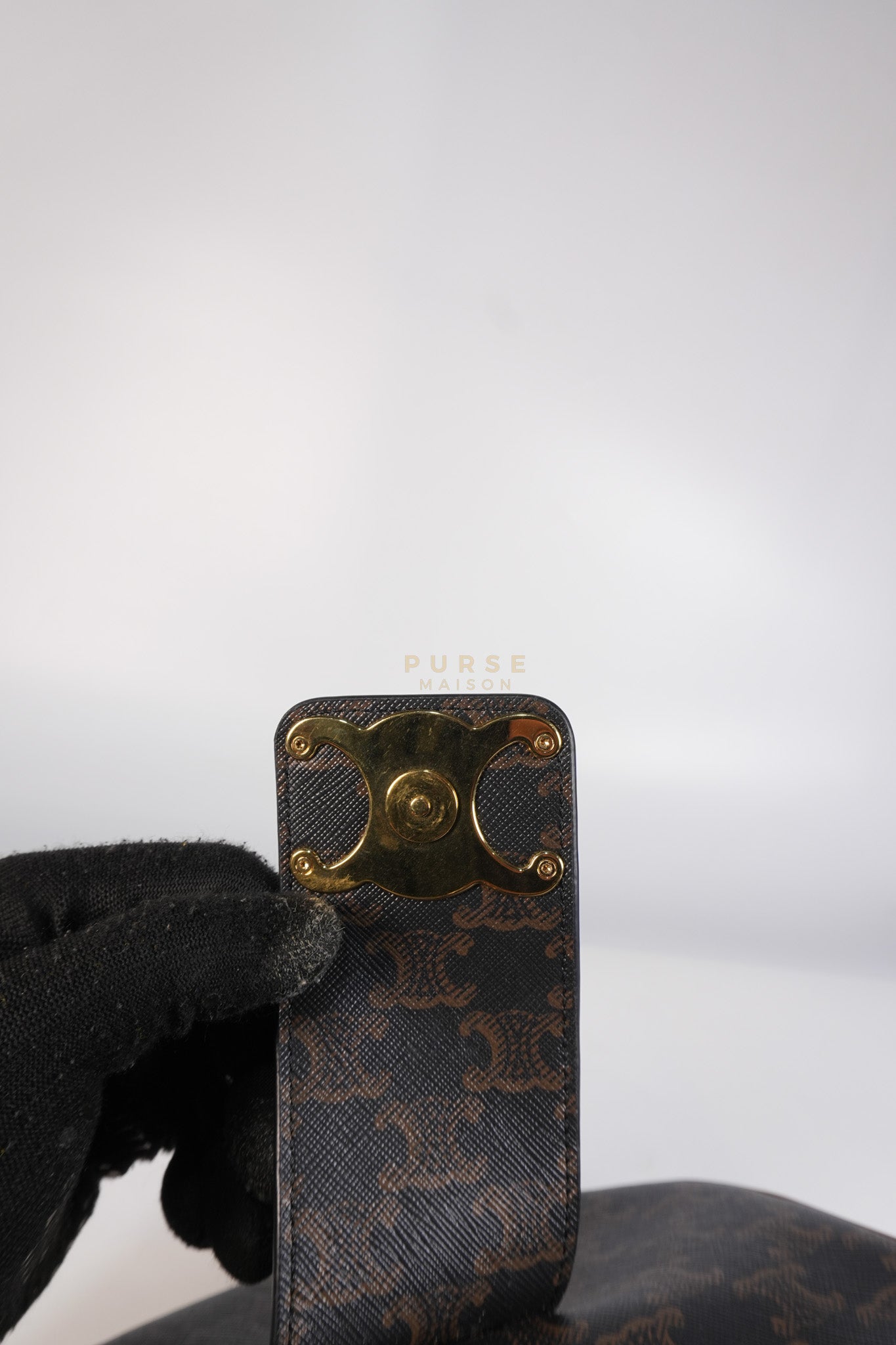 Ava Triomphe Canvas Calfskin Medium Black/Tan | Purse Maison Luxury Bags Shop