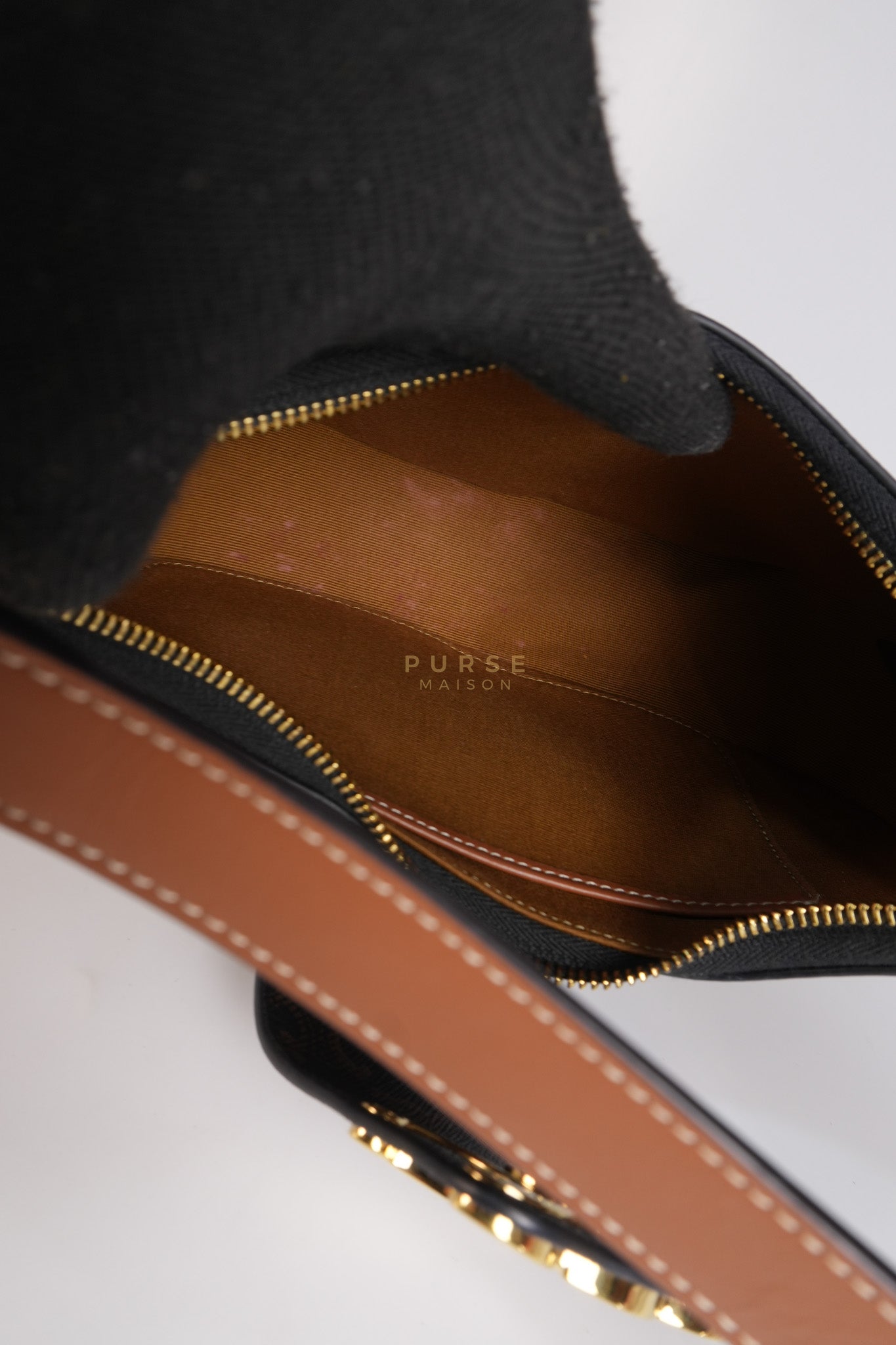 Ava Triomphe Canvas Calfskin Medium Black/Tan | Purse Maison Luxury Bags Shop