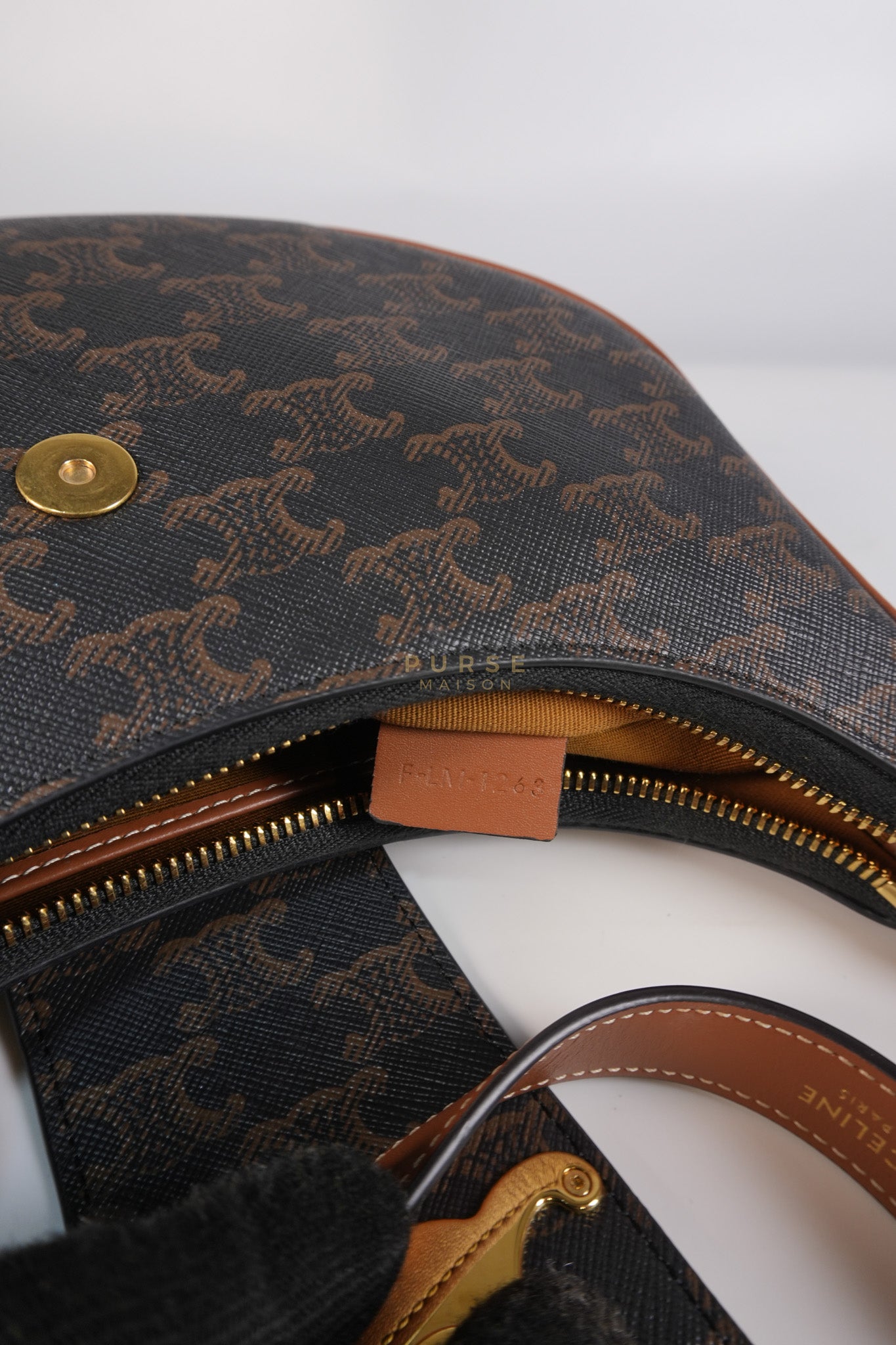 Ava Triomphe Canvas Calfskin Medium Black/Tan | Purse Maison Luxury Bags Shop