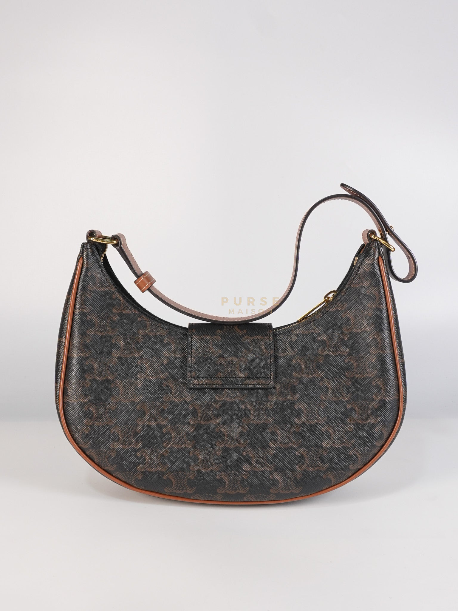 Ava Triomphe Canvas Calfskin Medium Black/Tan | Purse Maison Luxury Bags Shop