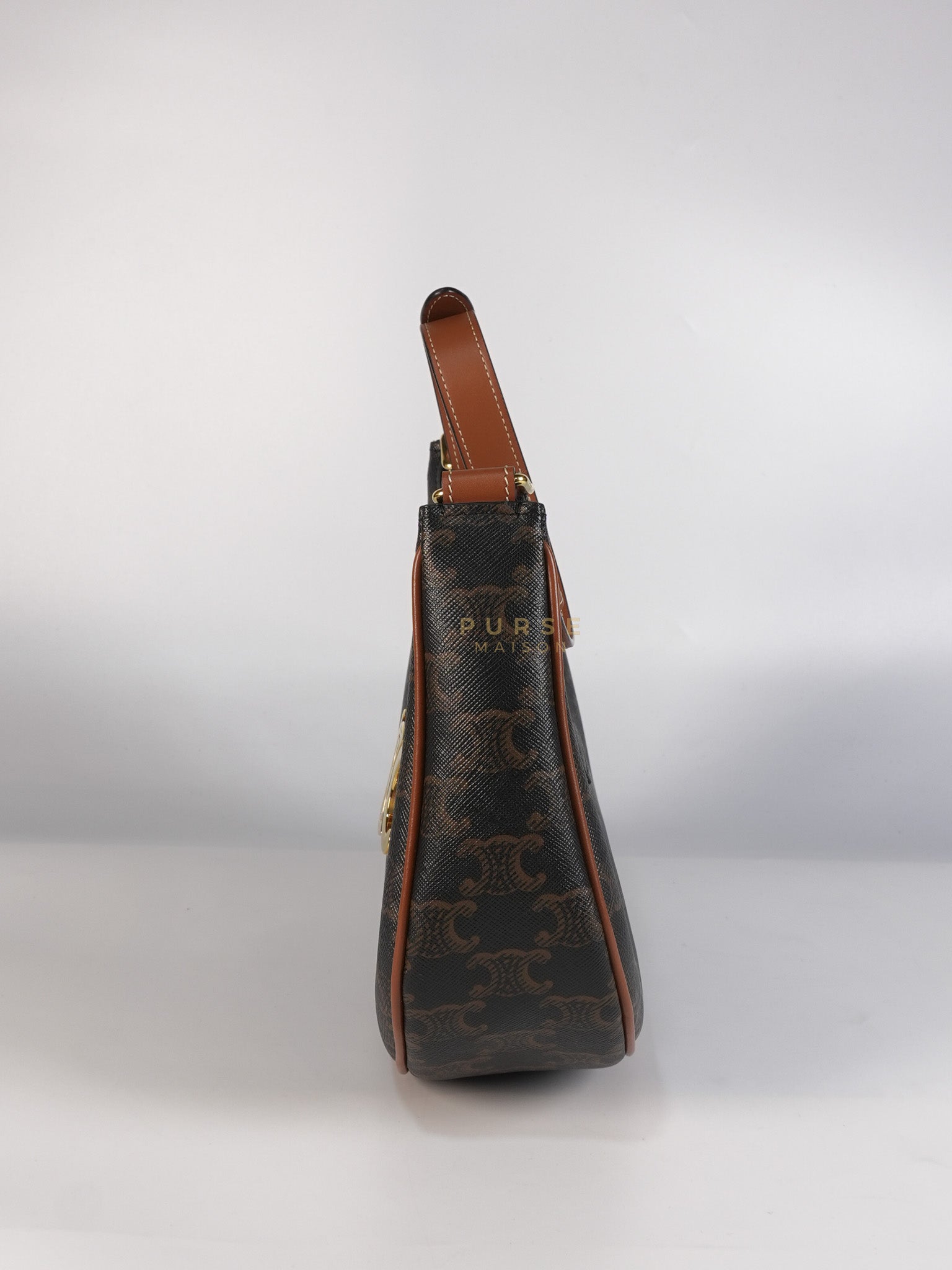 Ava Triomphe Canvas Calfskin Medium Black/Tan | Purse Maison Luxury Bags Shop