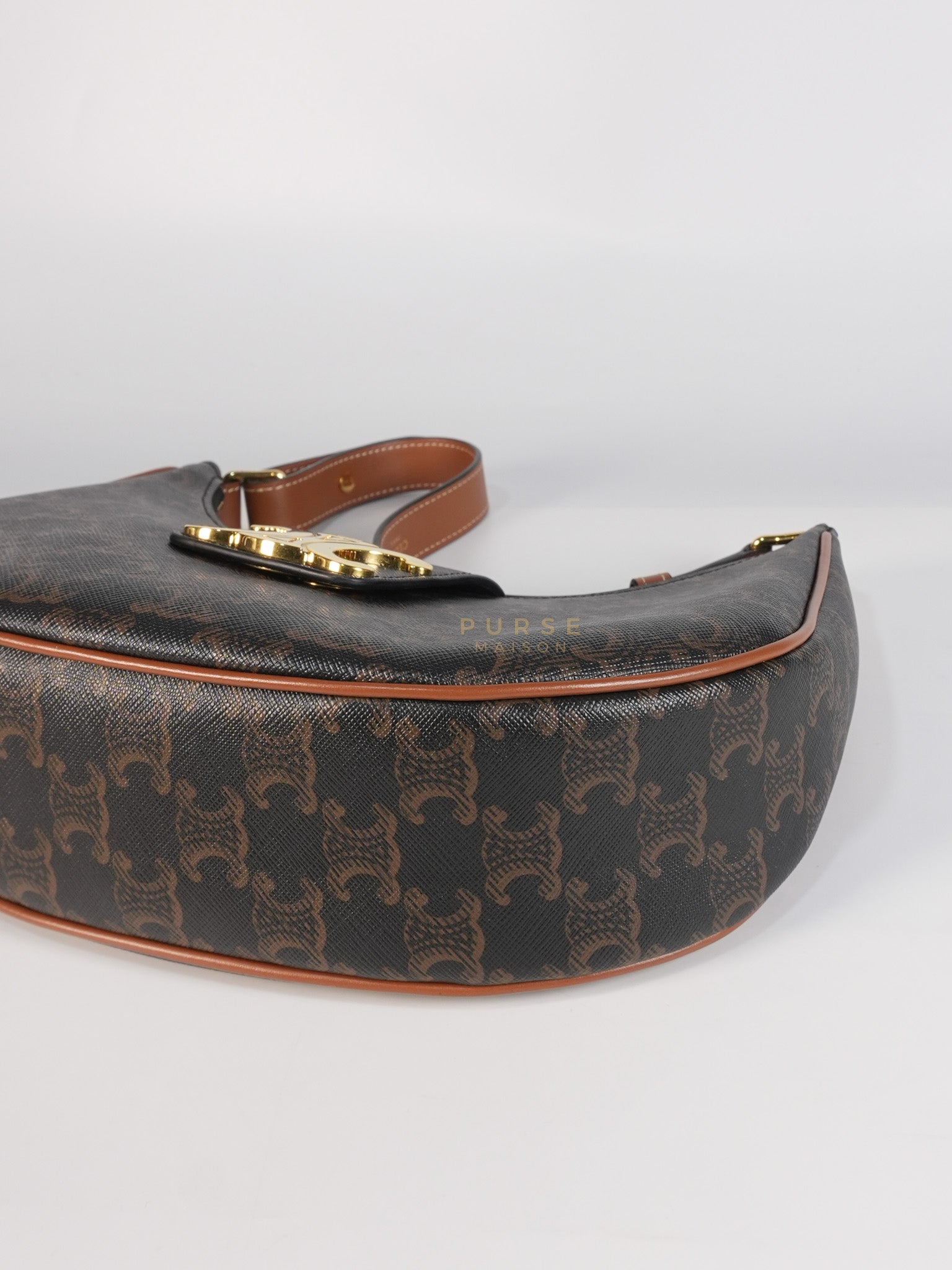 Ava Triomphe Canvas Calfskin Medium Black/Tan | Purse Maison Luxury Bags Shop