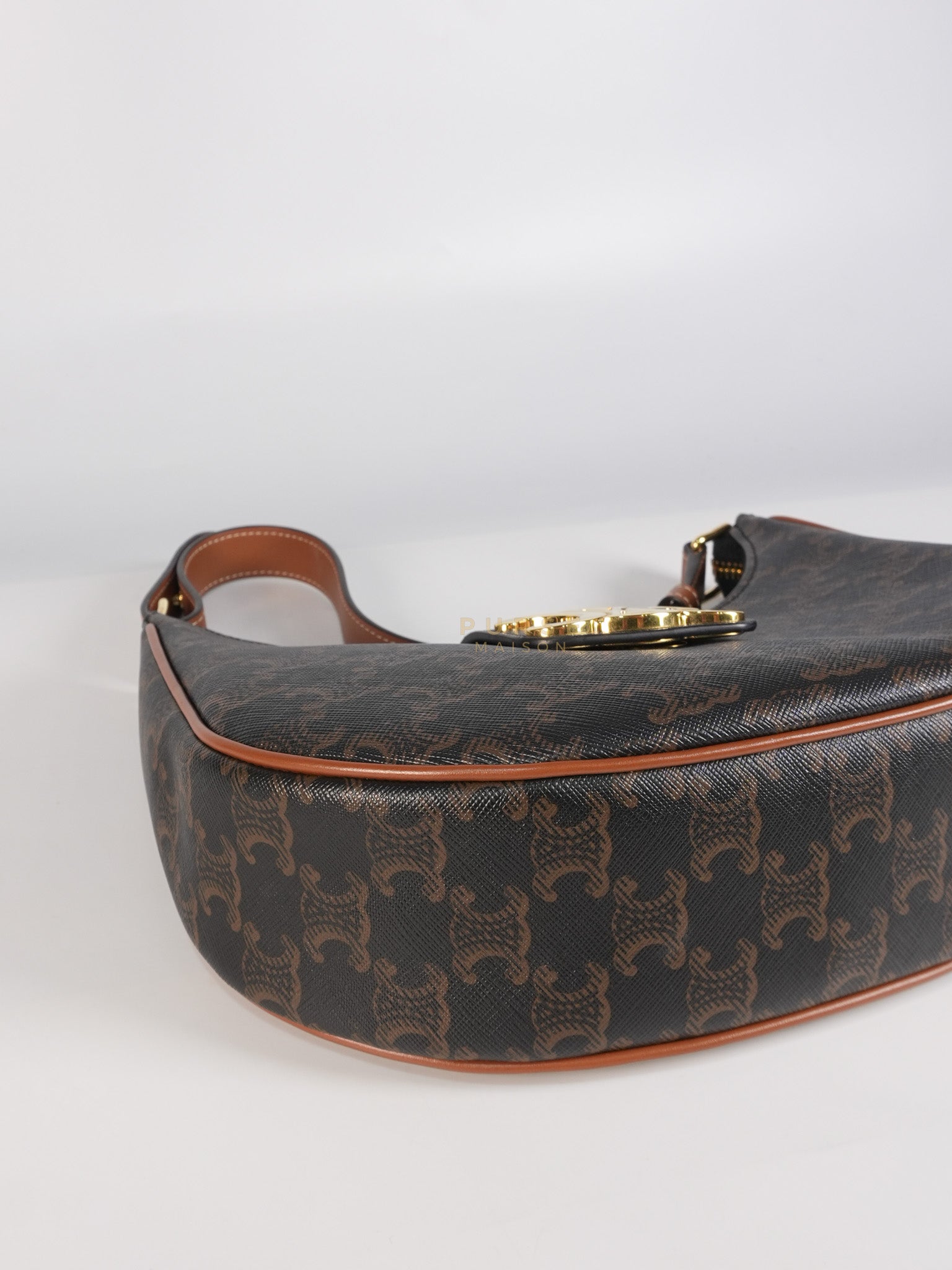Ava Triomphe Canvas Calfskin Medium Black/Tan | Purse Maison Luxury Bags Shop