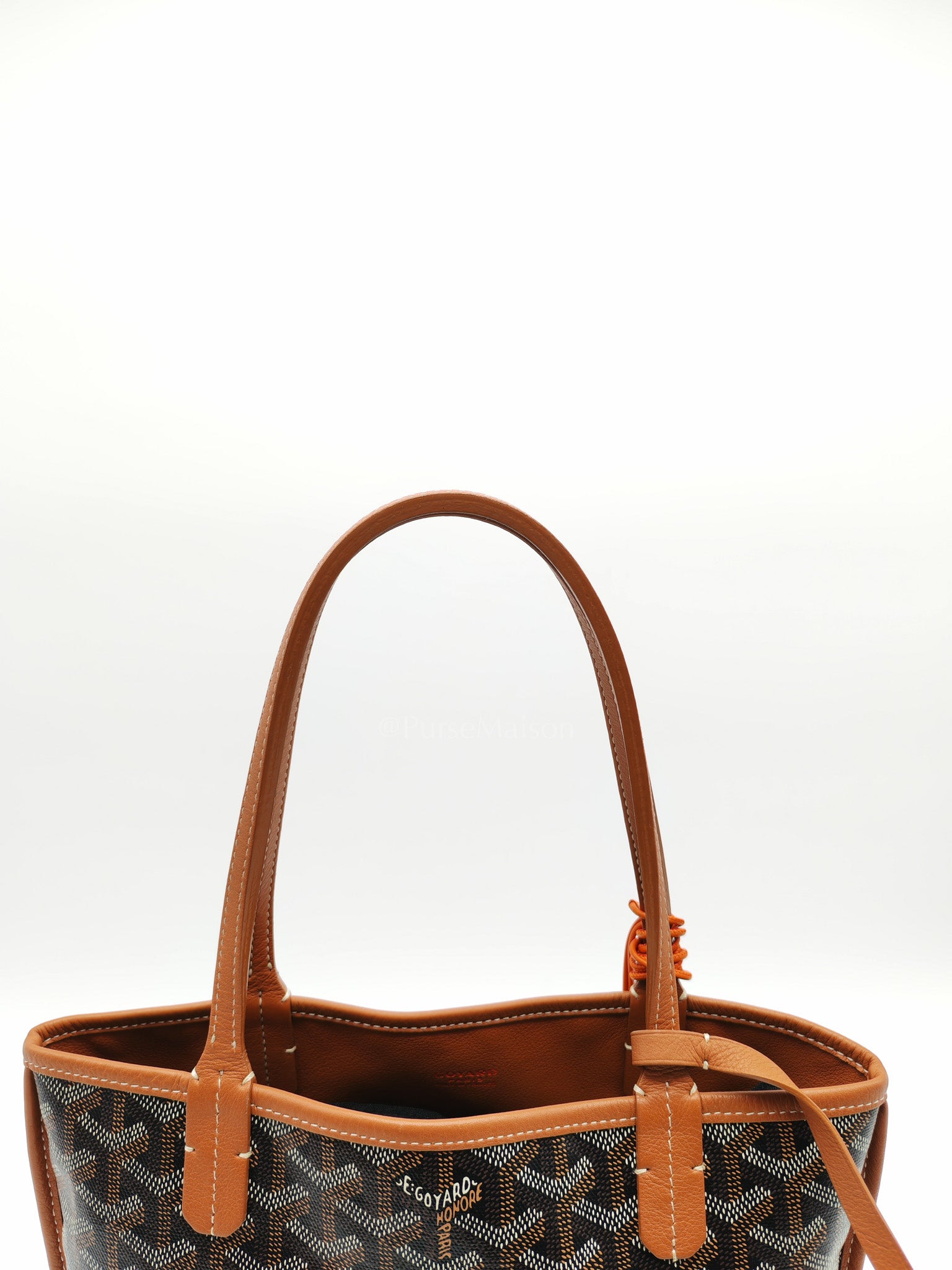 Mini Anjou in Tan Goyardine Canvas with Orange Heart Print and Croc Universel Clip Charm