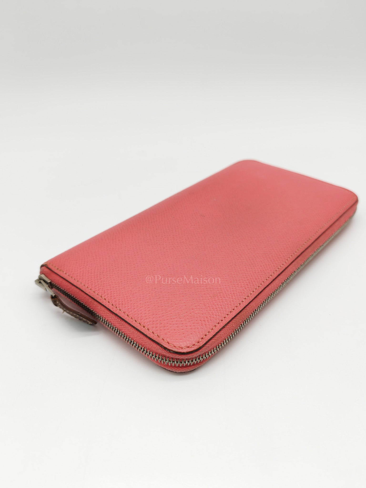 Azap Silk-In Long Wallet in Pink Epsom Leather & Palladium Hardware Stamp X (2016) | Purse Maison Luxury Bags Shop