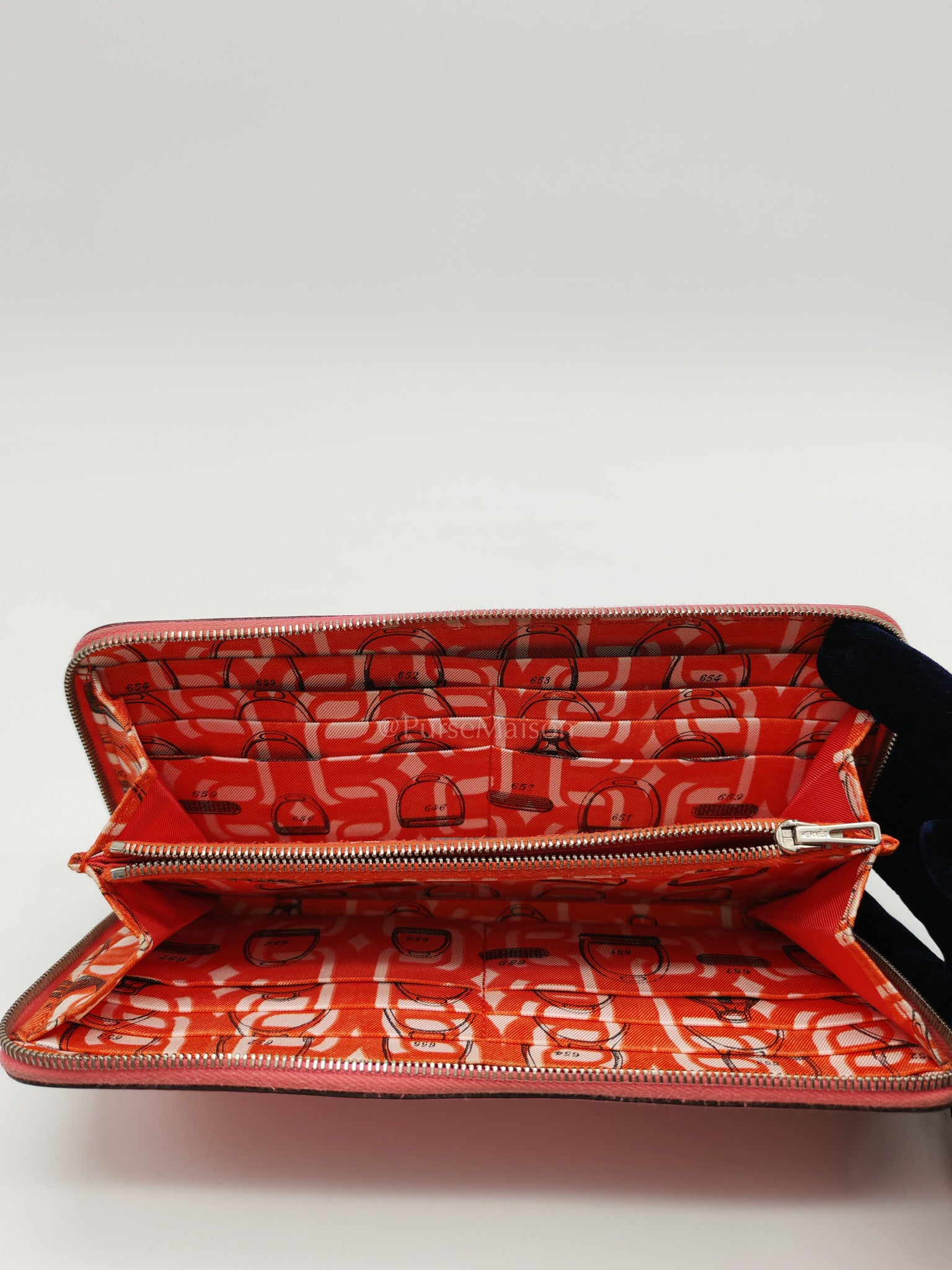 Azap Silk-In Long Wallet in Pink Epsom Leather & Palladium Hardware Stamp X (2016) | Purse Maison Luxury Bags Shop