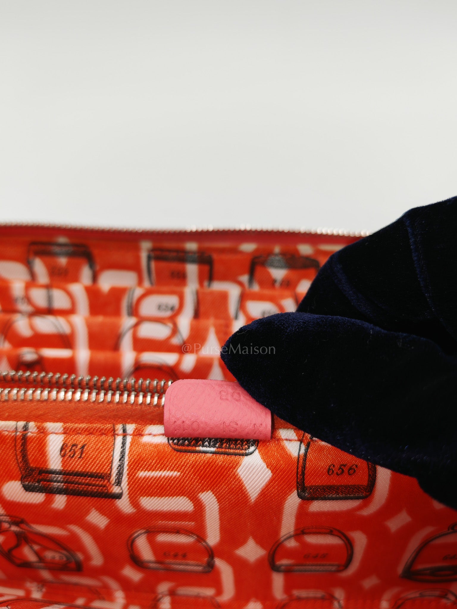 Azap Silk-In Long Wallet in Pink Epsom Leather & Palladium Hardware Stamp X (2016) | Purse Maison Luxury Bags Shop