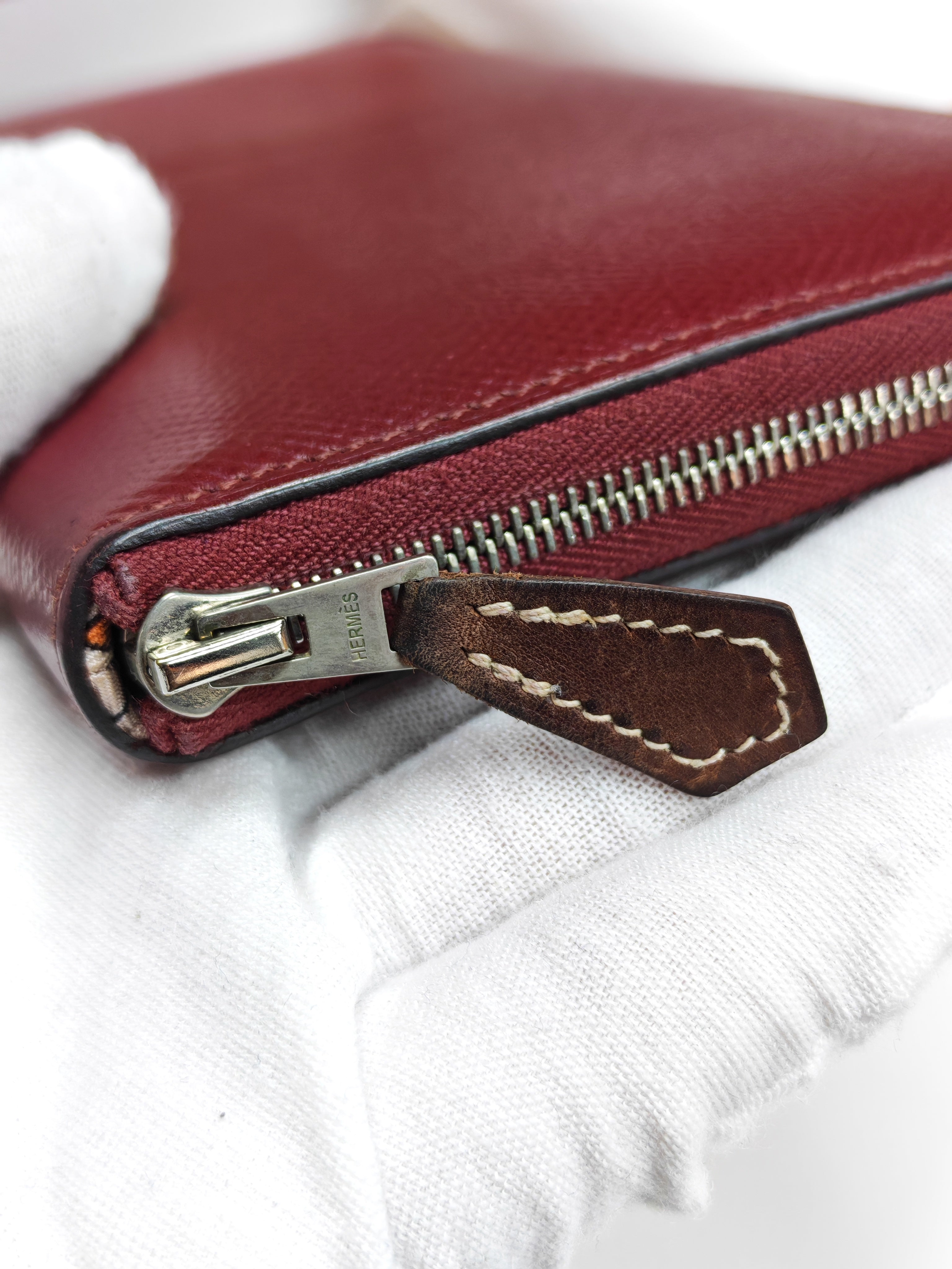 Azap Zip Around Long Wallet in Rouge Epsom Leather and Palladium Hardware Stamp X (2016) | Purse Maison Luxury Bags Shop