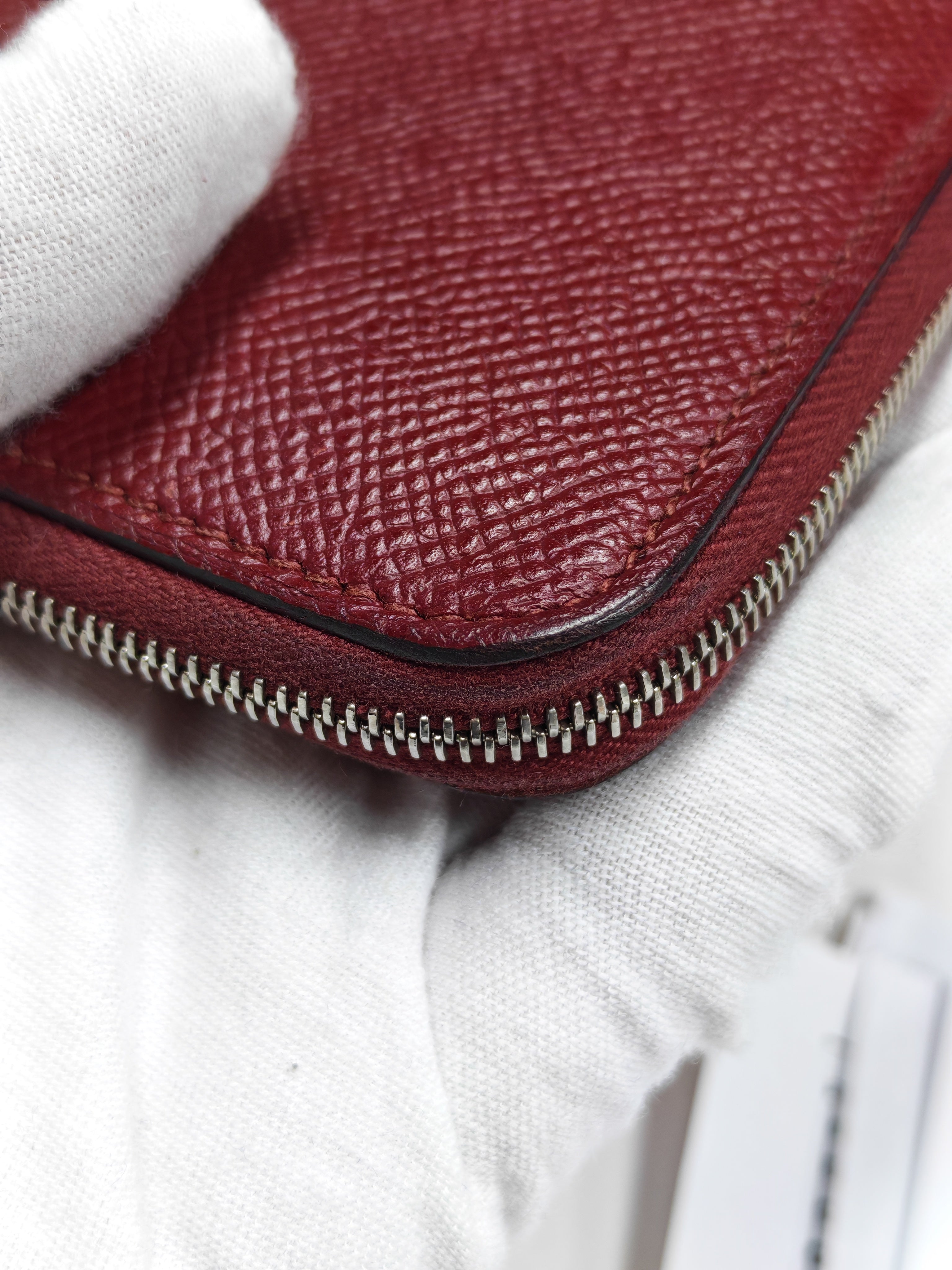 Azap Zip Around Long Wallet in Rouge Epsom Leather and Palladium Hardware Stamp X (2016) | Purse Maison Luxury Bags Shop