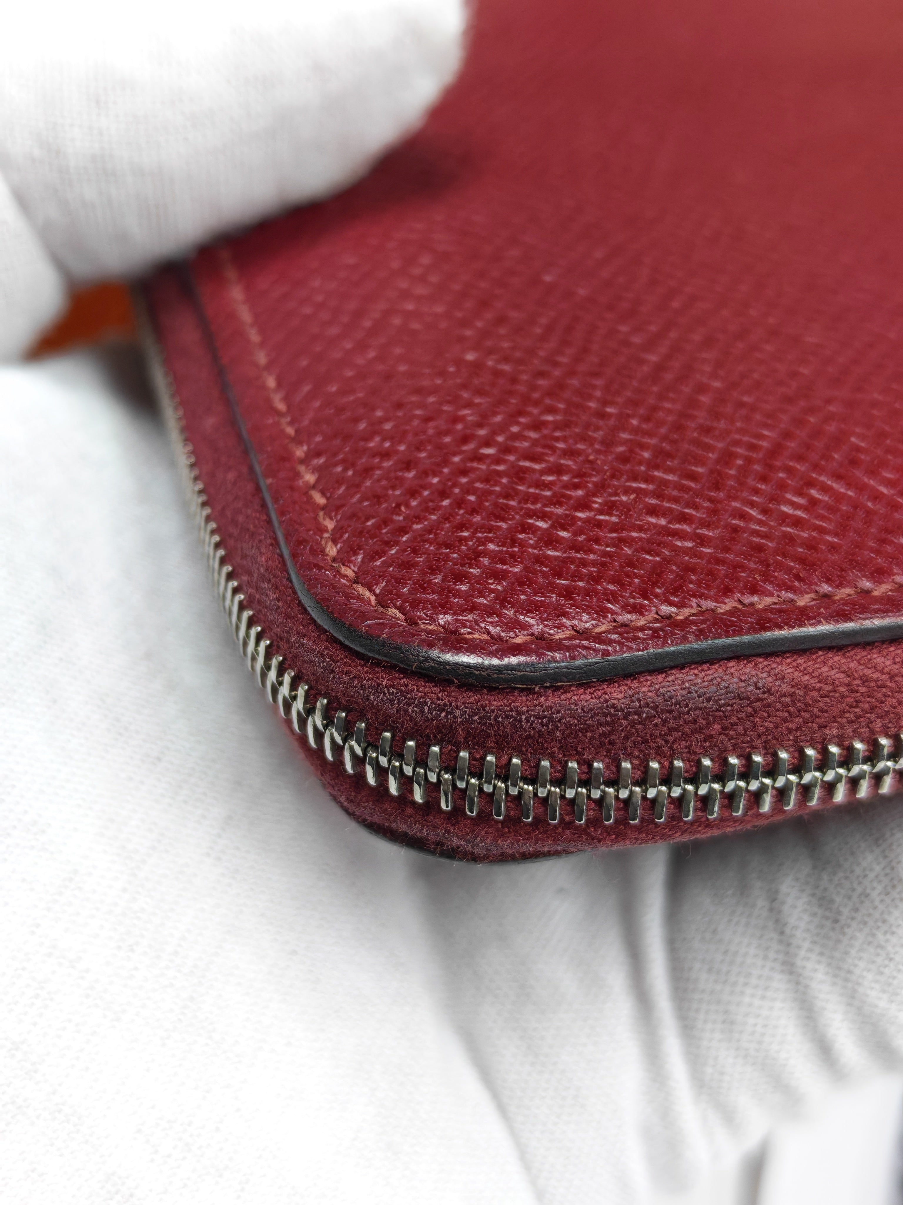 Azap Zip Around Long Wallet in Rouge Epsom Leather and Palladium Hardware Stamp X (2016) | Purse Maison Luxury Bags Shop