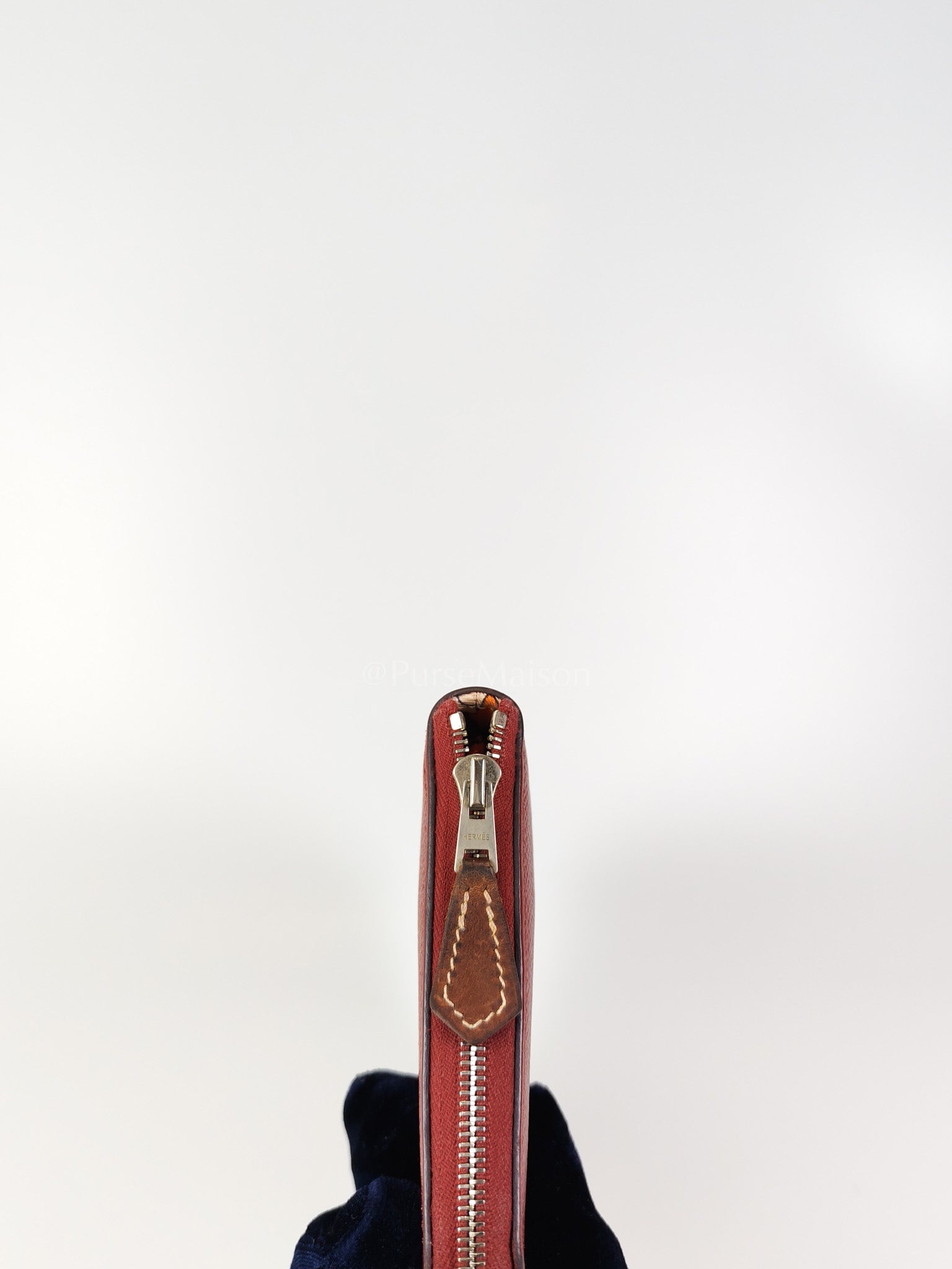 Azap Zip Around Long Wallet in Rouge Epsom Leather and Palladium Hardware Stamp X (2016) | Purse Maison Luxury Bags Shop