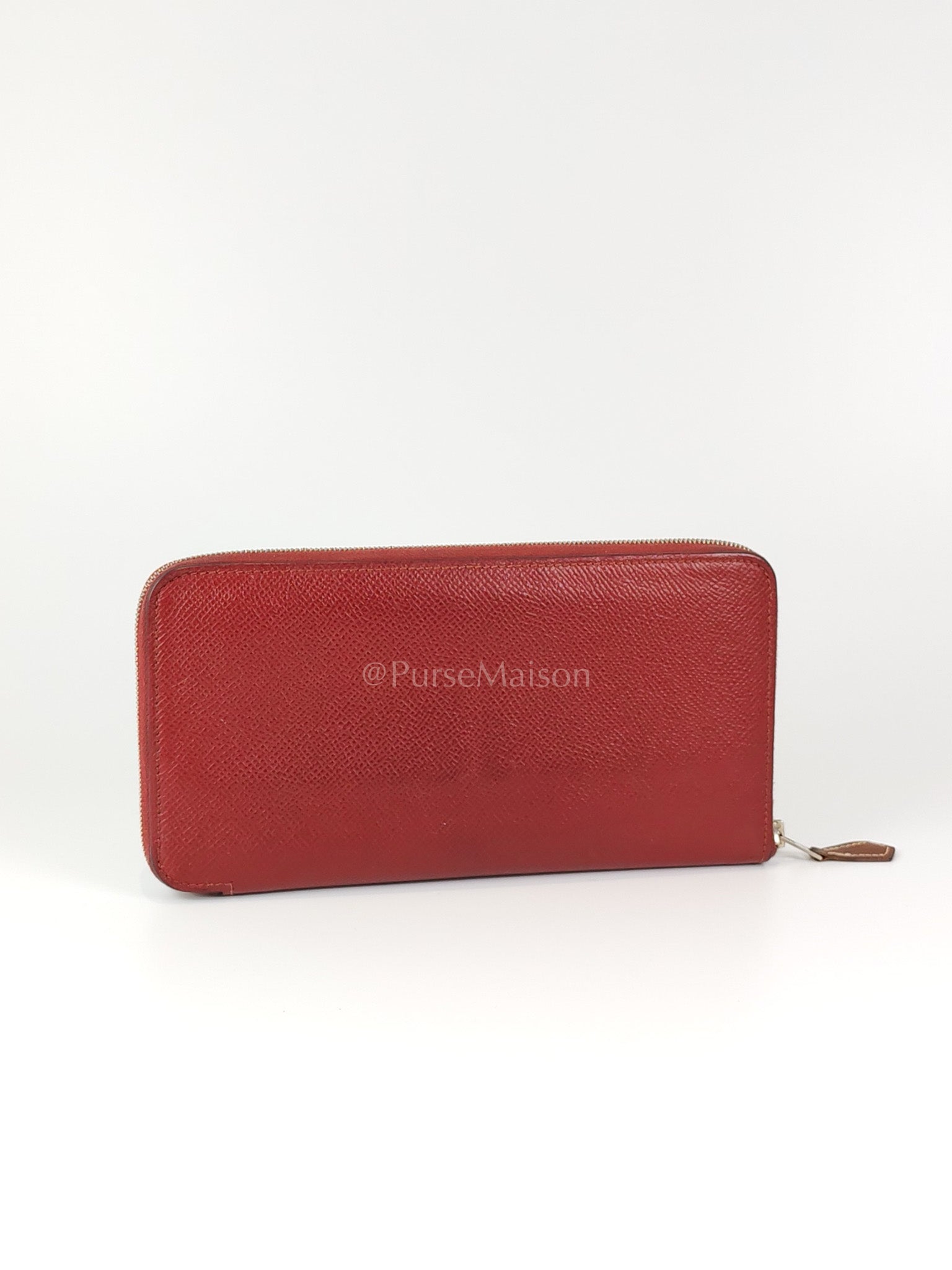 Azap Zip Around Long Wallet in Rouge Epsom Leather and Palladium Hardware Stamp X (2016) | Purse Maison Luxury Bags Shop