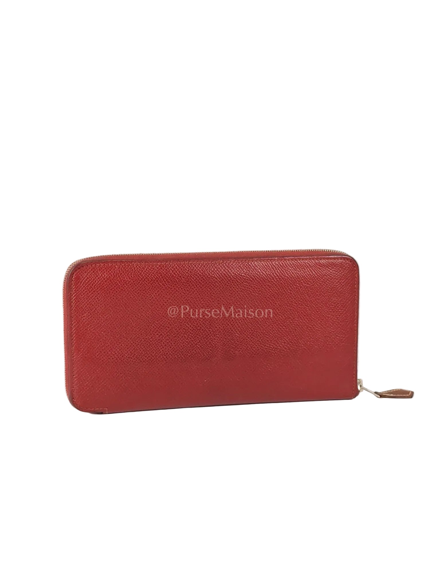Azap Zip Around Long Wallet in Rouge Epsom Leather and Palladium Hardware Stamp X (2016) | Purse Maison Luxury Bags Shop