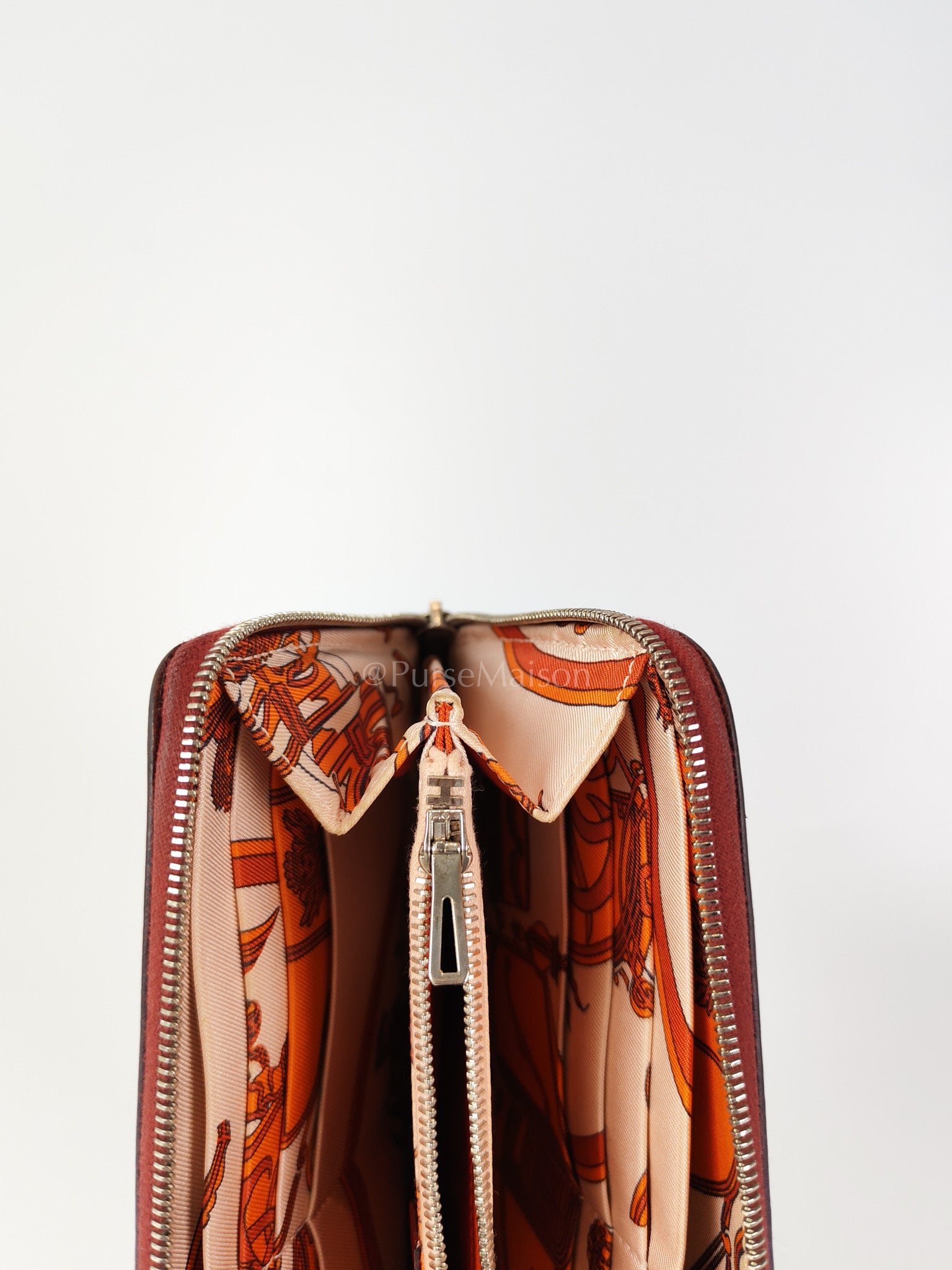 Azap Zip Around Long Wallet in Rouge Epsom Leather and Palladium Hardware Stamp X (2016) | Purse Maison Luxury Bags Shop