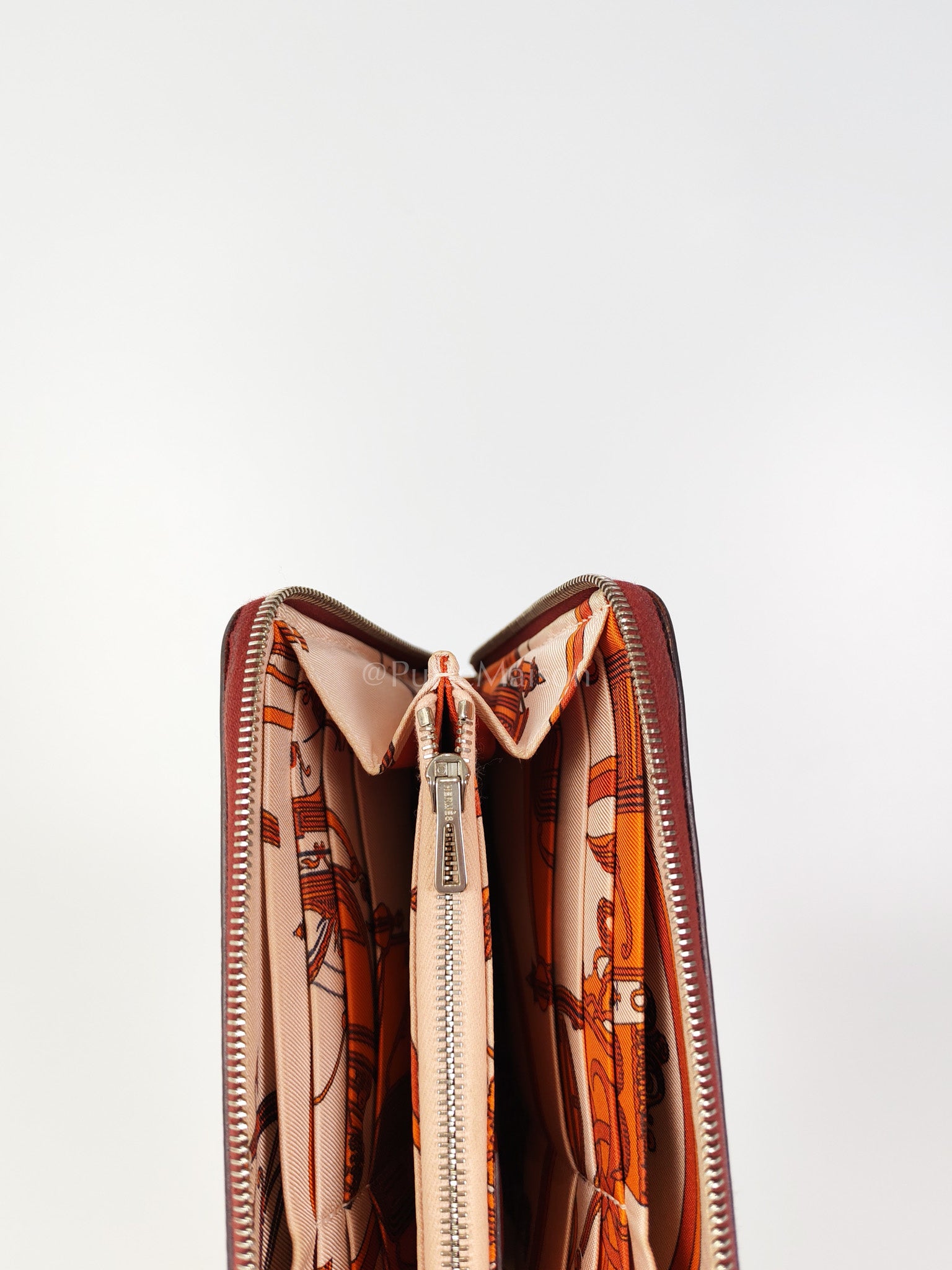 Azap Zip Around Long Wallet in Rouge Epsom Leather and Palladium Hardware Stamp X (2016) | Purse Maison Luxury Bags Shop