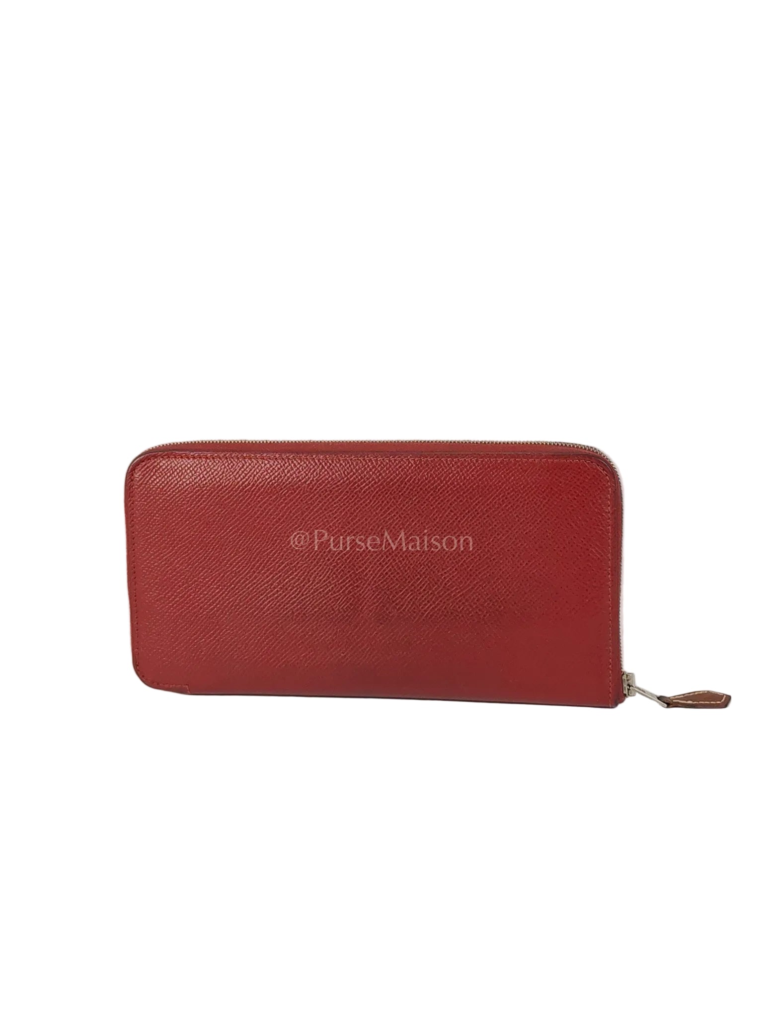 Azap Zip Around Long Wallet in Rouge Epsom Leather and Palladium Hardware Stamp X (2016) | Purse Maison Luxury Bags Shop