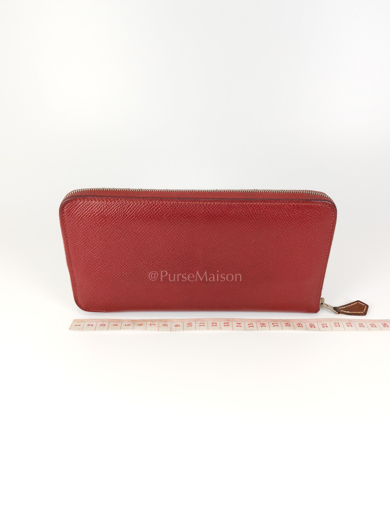 Azap Zip Around Long Wallet in Rouge Epsom Leather and Palladium Hardware Stamp X (2016) | Purse Maison Luxury Bags Shop