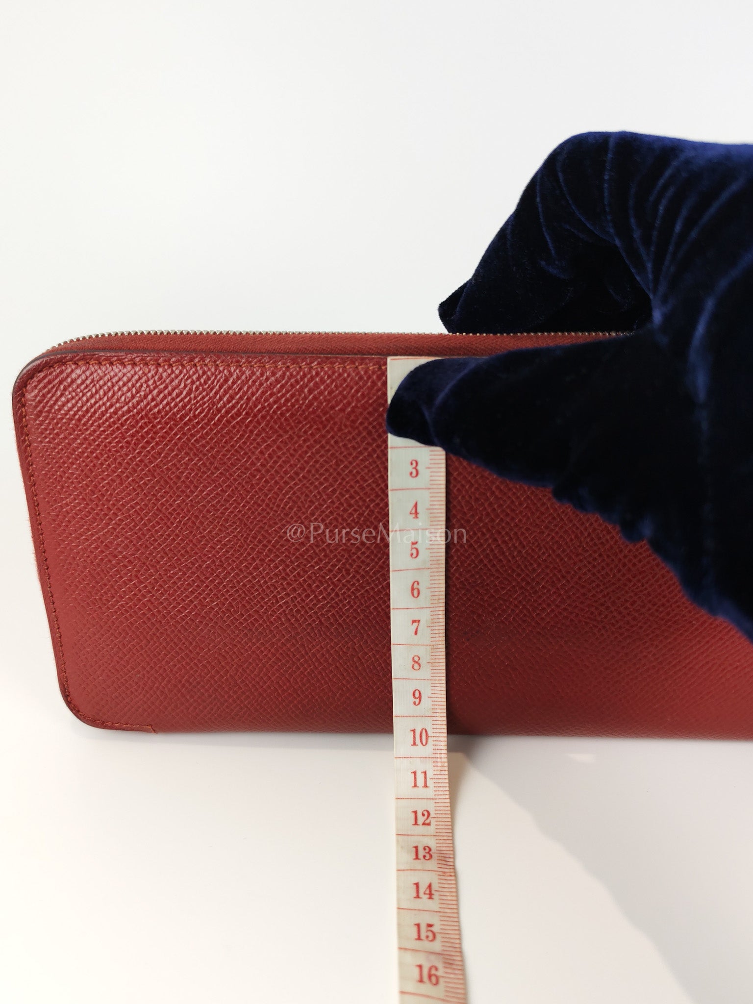 Azap Zip Around Long Wallet in Rouge Epsom Leather and Palladium Hardware Stamp X (2016) | Purse Maison Luxury Bags Shop