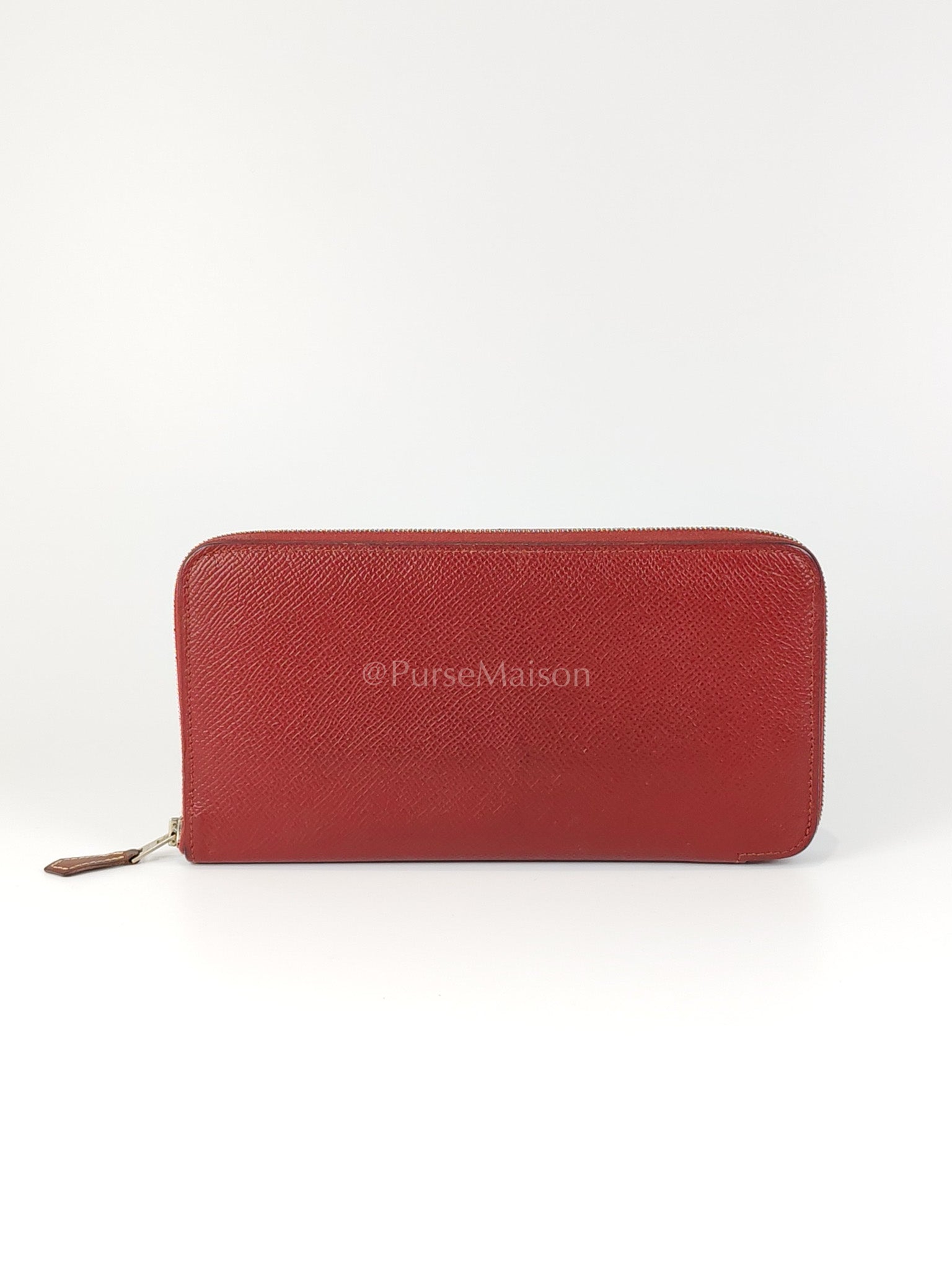 Azap Zip Around Long Wallet in Rouge Epsom Leather and Palladium Hardware Stamp X (2016) | Purse Maison Luxury Bags Shop