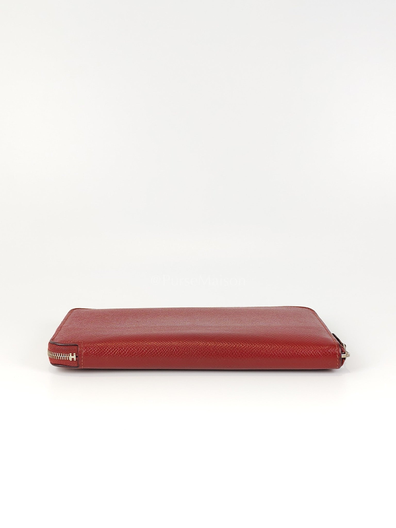 Azap Zip Around Long Wallet in Rouge Epsom Leather and Palladium Hardware Stamp X (2016) | Purse Maison Luxury Bags Shop