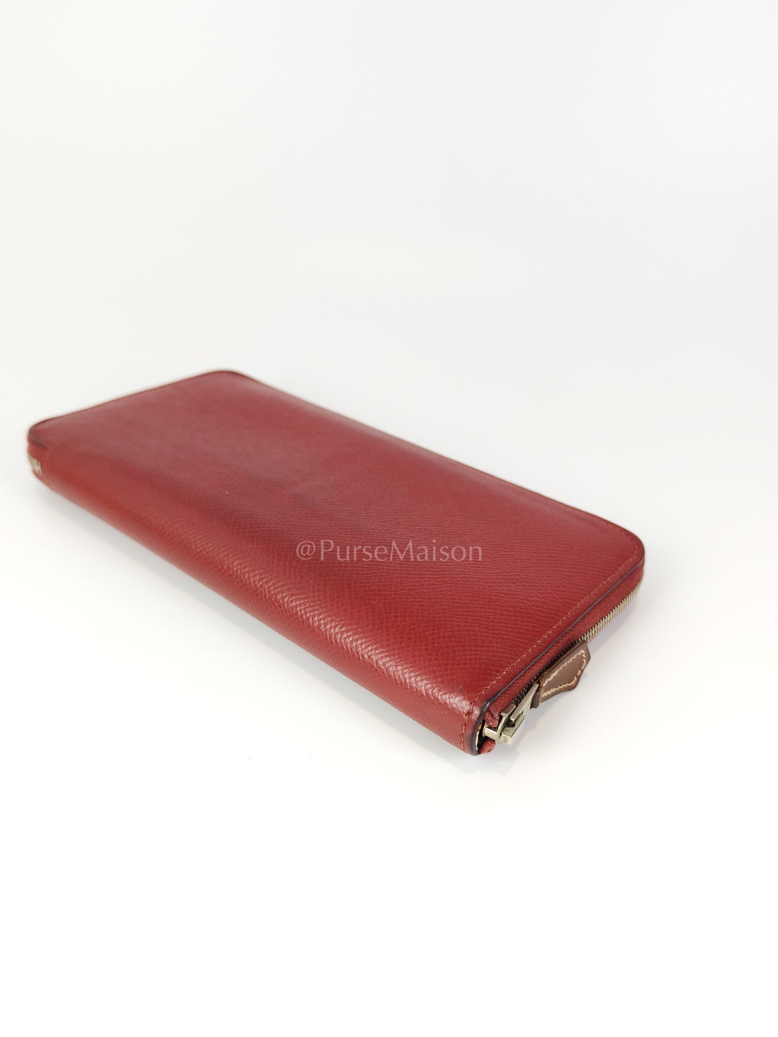 Azap Zip Around Long Wallet in Rouge Epsom Leather and Palladium Hardware Stamp X (2016) | Purse Maison Luxury Bags Shop