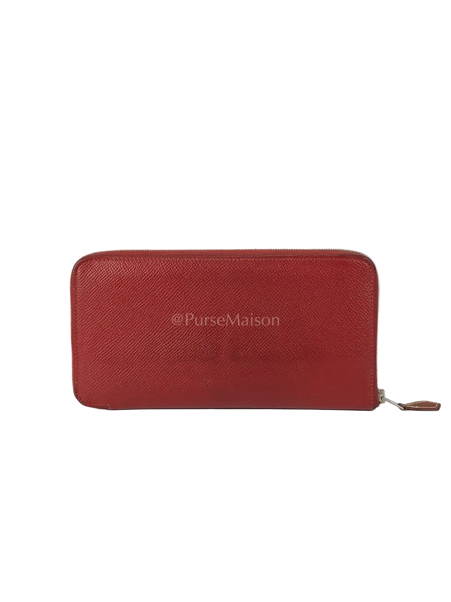 Azap Zip Around Long Wallet in Rouge Epsom Leather and Palladium Hardware Stamp X (2016) | Purse Maison Luxury Bags Shop