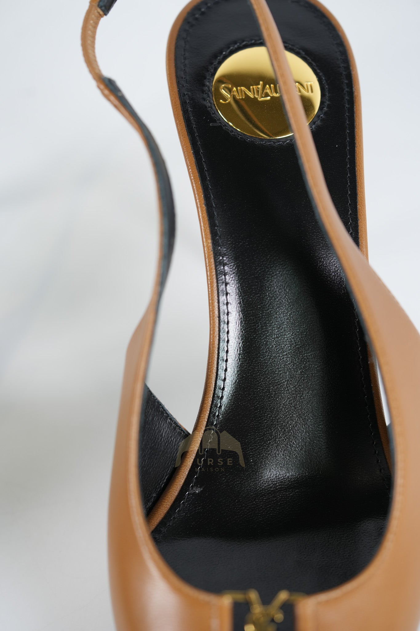 Babylone Breteuil Slingback Pumps in Macadamia Smooth Leather Size 38 (24cm) | Purse Maison Luxury Bags Shop