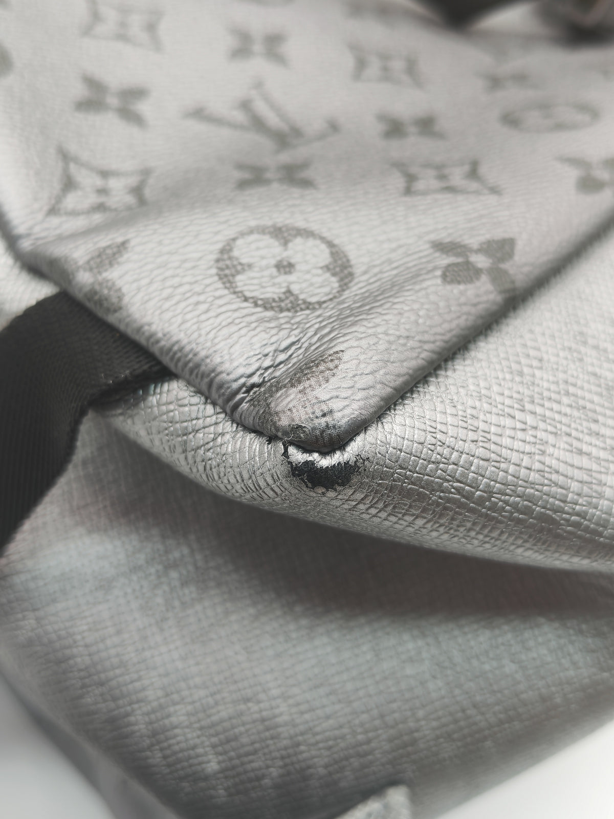 Louis Vuitton Discovery Backpack PM in Sleek Silver Metallic Grey Monogram Canvas and Silver Hardware Mircochip