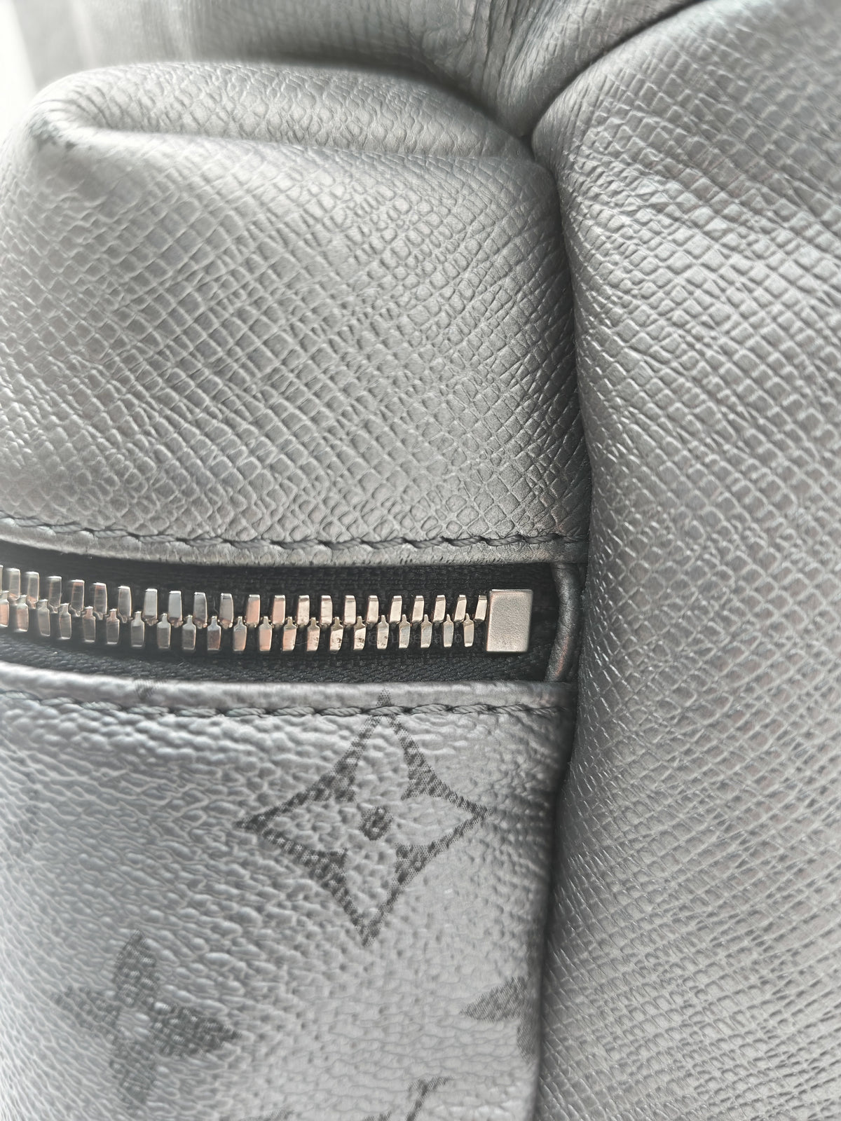 Louis Vuitton Discovery Backpack PM in Sleek Silver Metallic Grey Monogram Canvas and Silver Hardware Mircochip