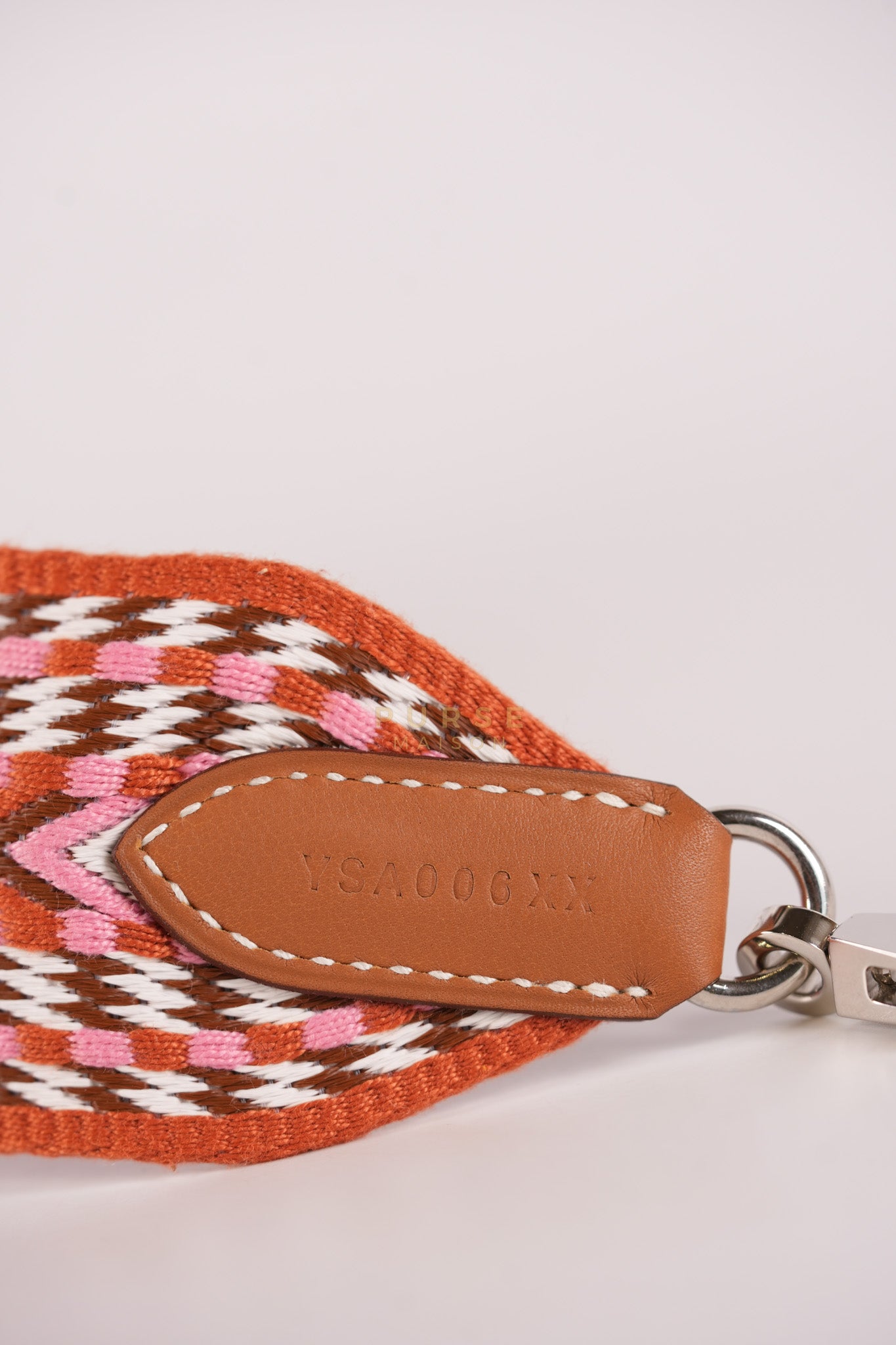 Bag Strap in Allegro Canvas and Swift Calfskin Leather Palladium Hardware Stamp Y(2020) Length 85cm x Width 5cm | Purse Maison Luxury Bags Shop