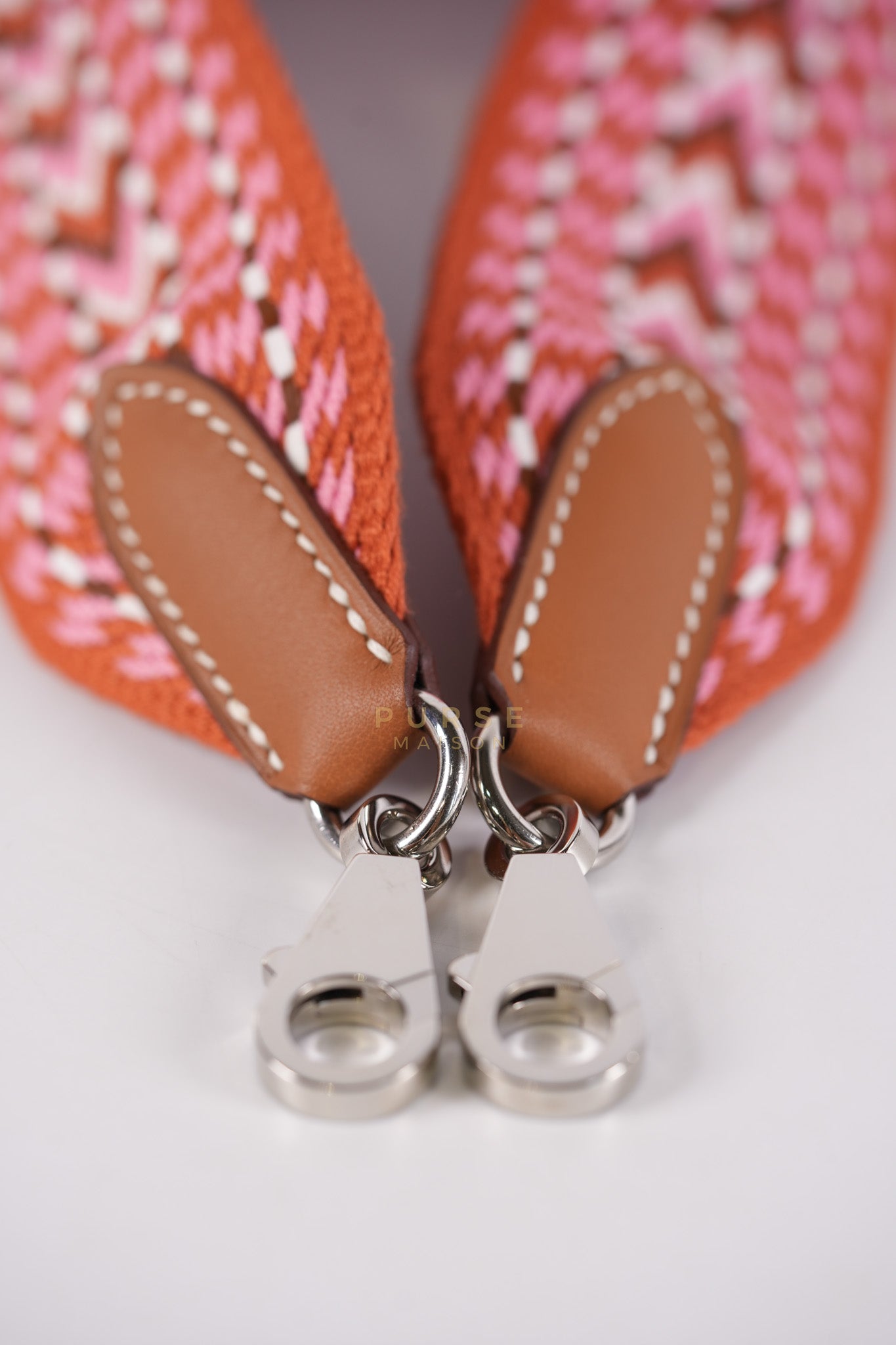 Bag Strap in Allegro Canvas and Swift Calfskin Leather Palladium Hardware Stamp Y(2020) Length 85cm x Width 5cm | Purse Maison Luxury Bags Shop