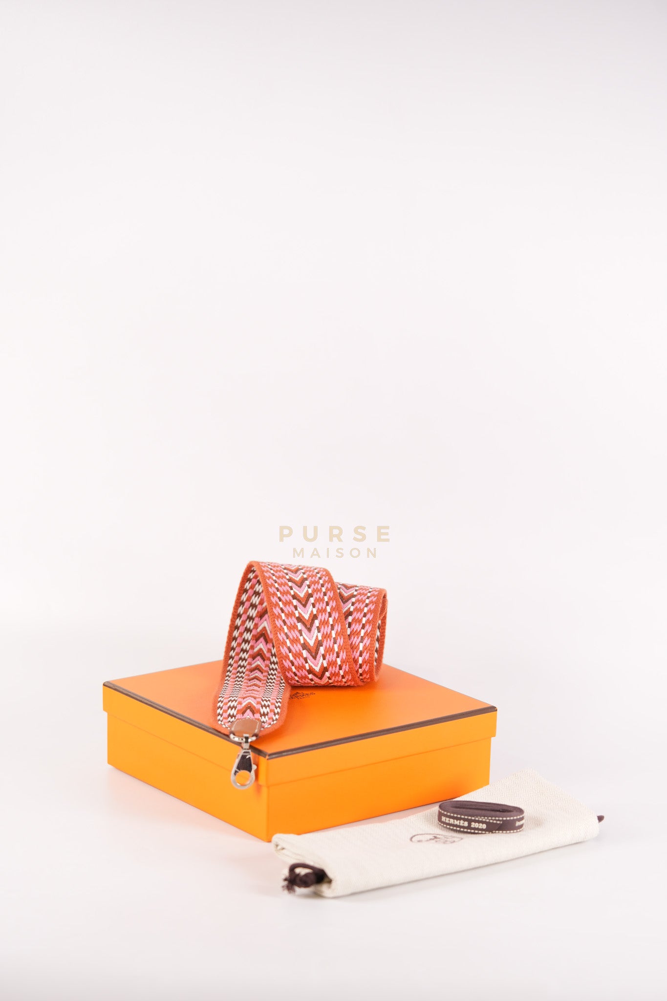 Bag Strap in Allegro Canvas and Swift Calfskin Leather Palladium Hardware Stamp Y(2020) Length 85cm x Width 5cm | Purse Maison Luxury Bags Shop