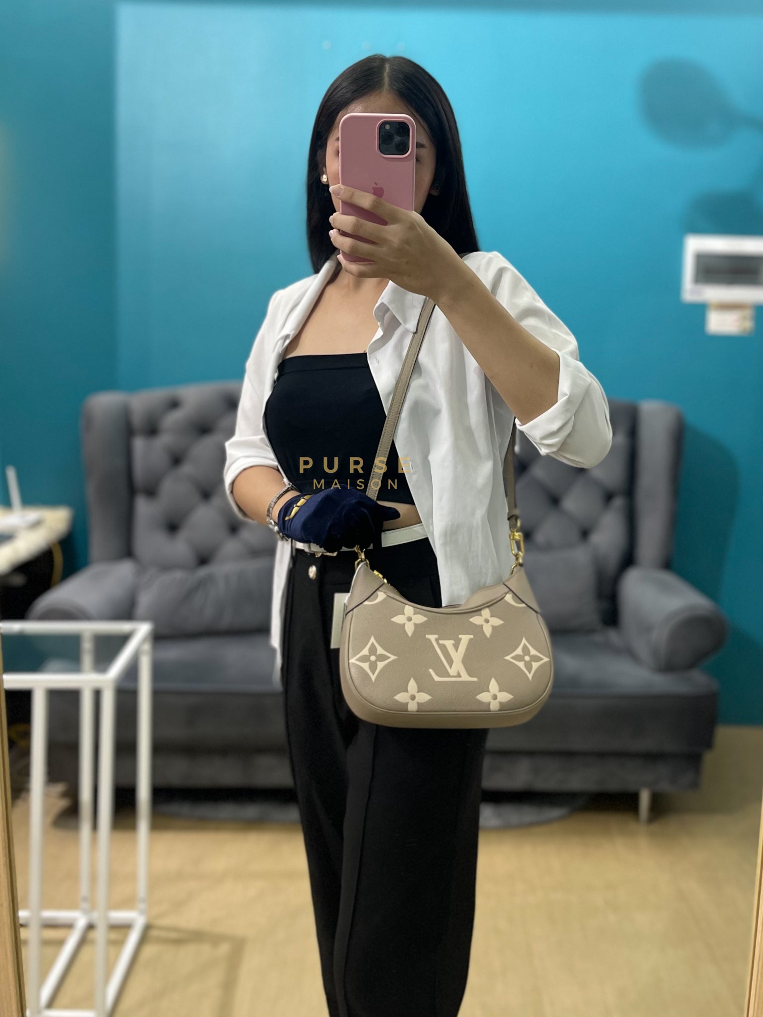 Bagatelle NM Monogram Empreinte Bicolor Two Way Bag (Microchip) | Purse Maison Luxury Bags Shop