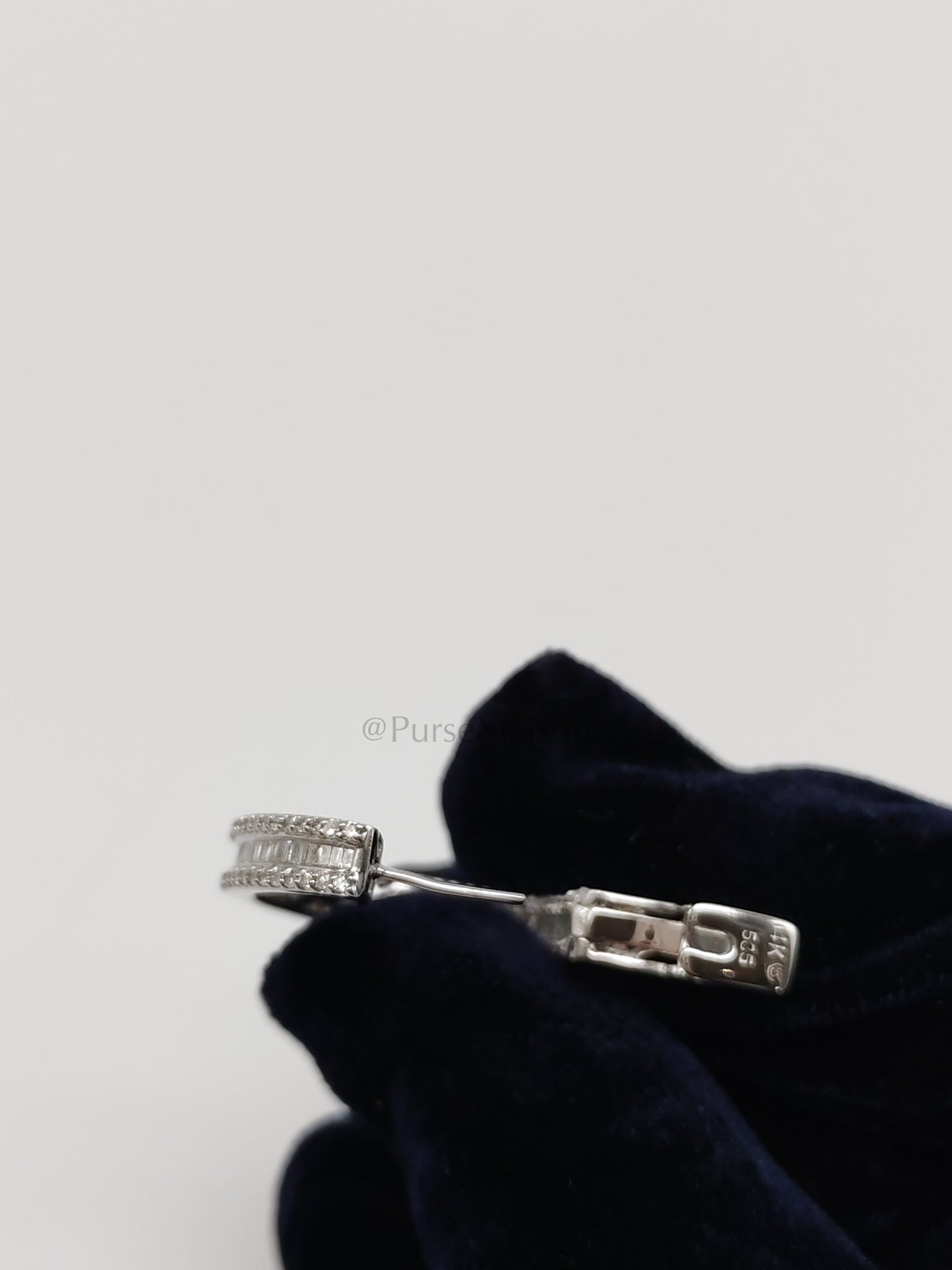 Baguette and Small Round Diamond 14k White God Setting Natural Diamond Approx 2.1cts (color h/i) Earrings | Purse Maison Luxury Bags Shop