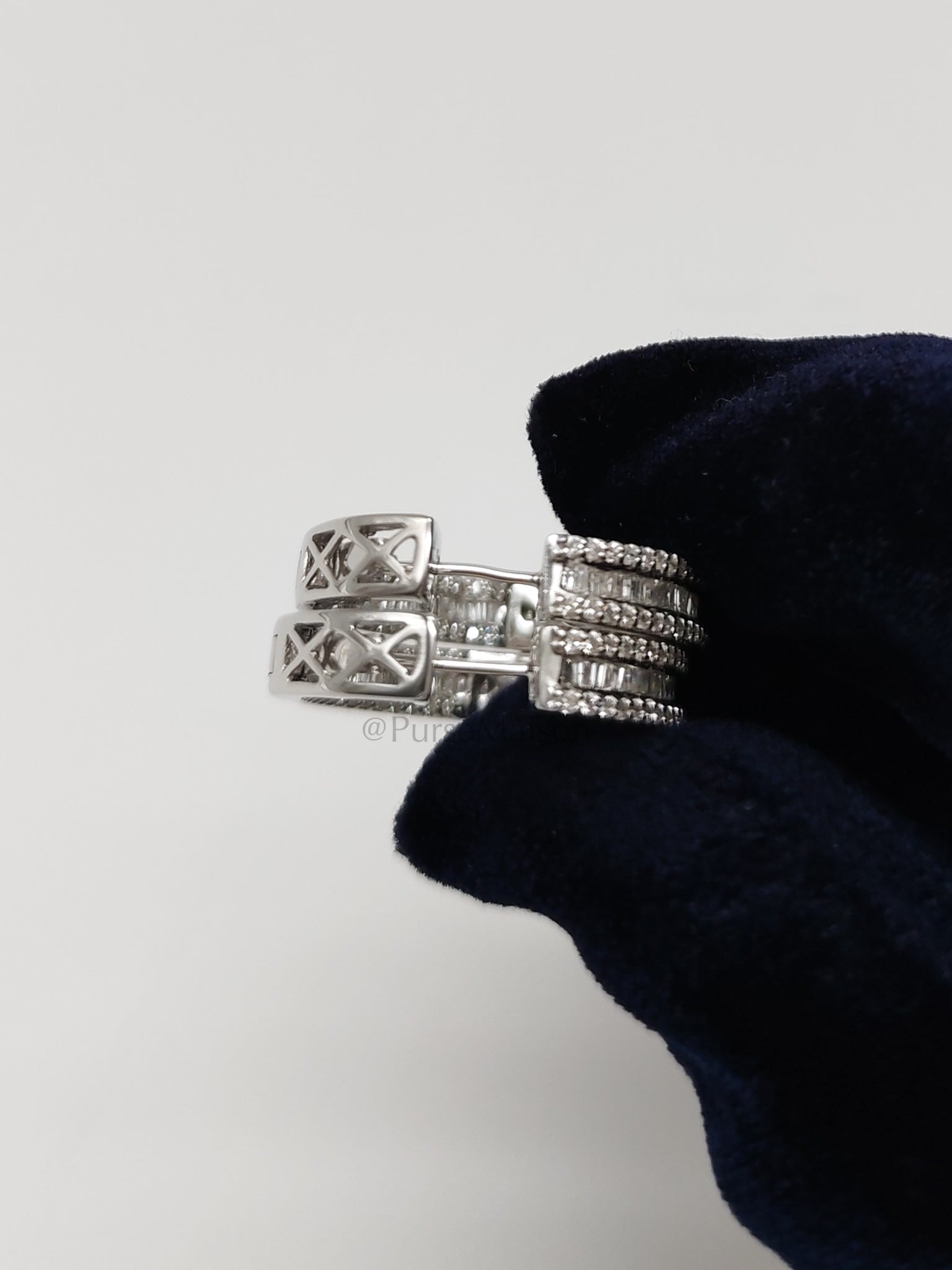 Baguette and Small Round Diamond 14k White God Setting Natural Diamond Approx 2.1cts (color h/i) Earrings | Purse Maison Luxury Bags Shop