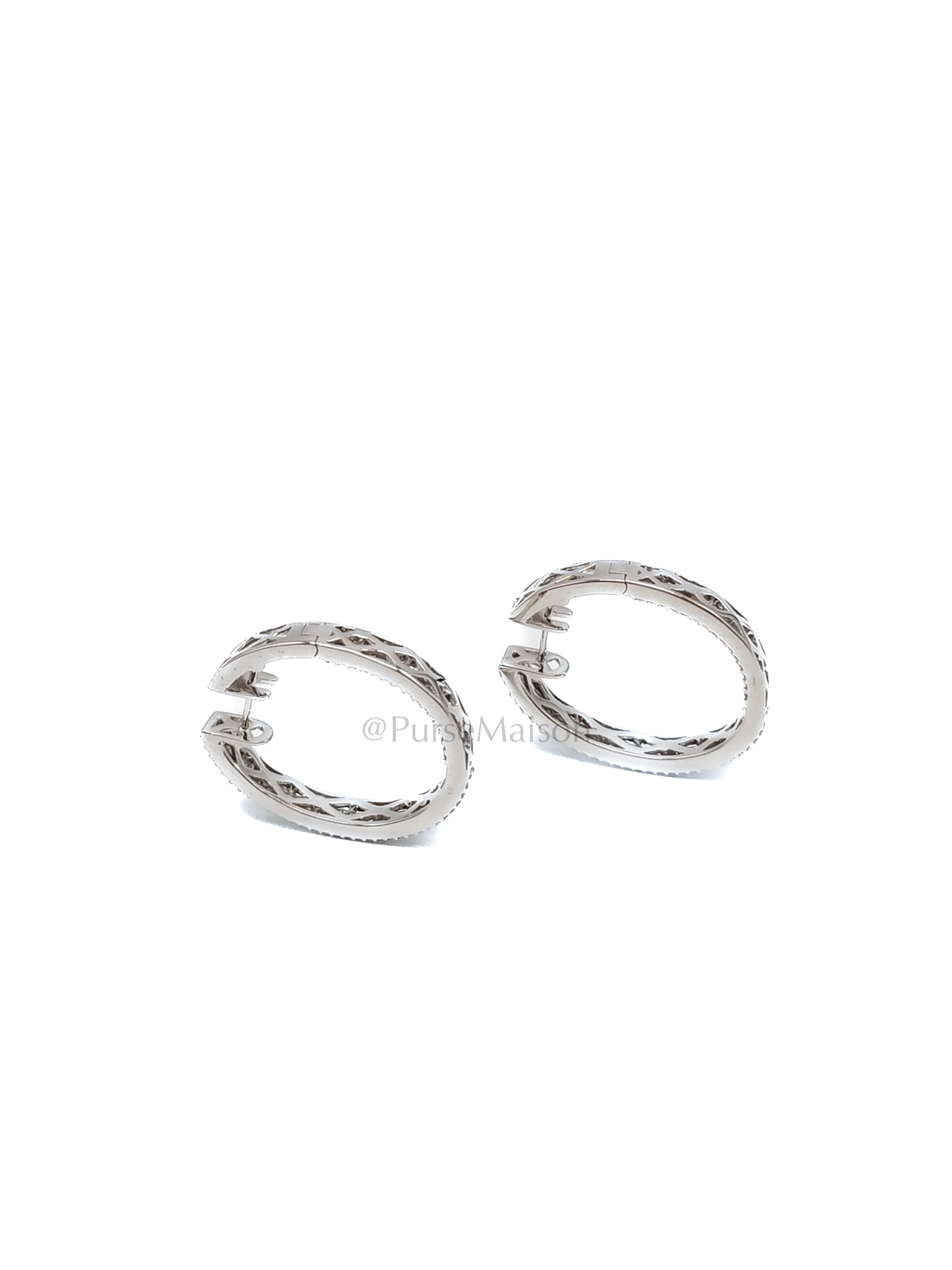 Baguette and Small Round Diamond 14k White God Setting Natural Diamond Approx 2.1cts (color h/i) Earrings | Purse Maison Luxury Bags Shop