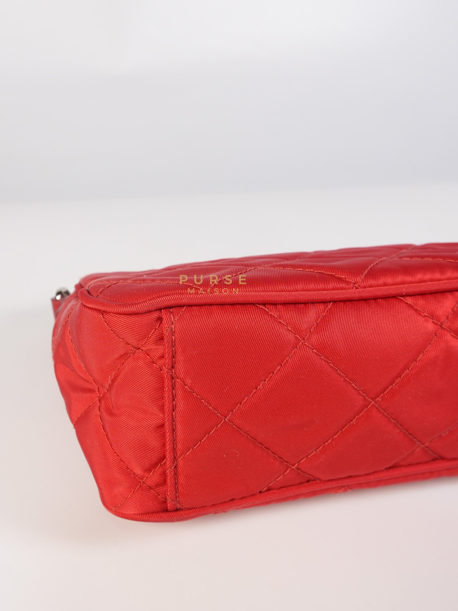 Baguette in Red Nylon Tessuto Impunto Two Way Bag | Purse Maison Luxury Bags Shop