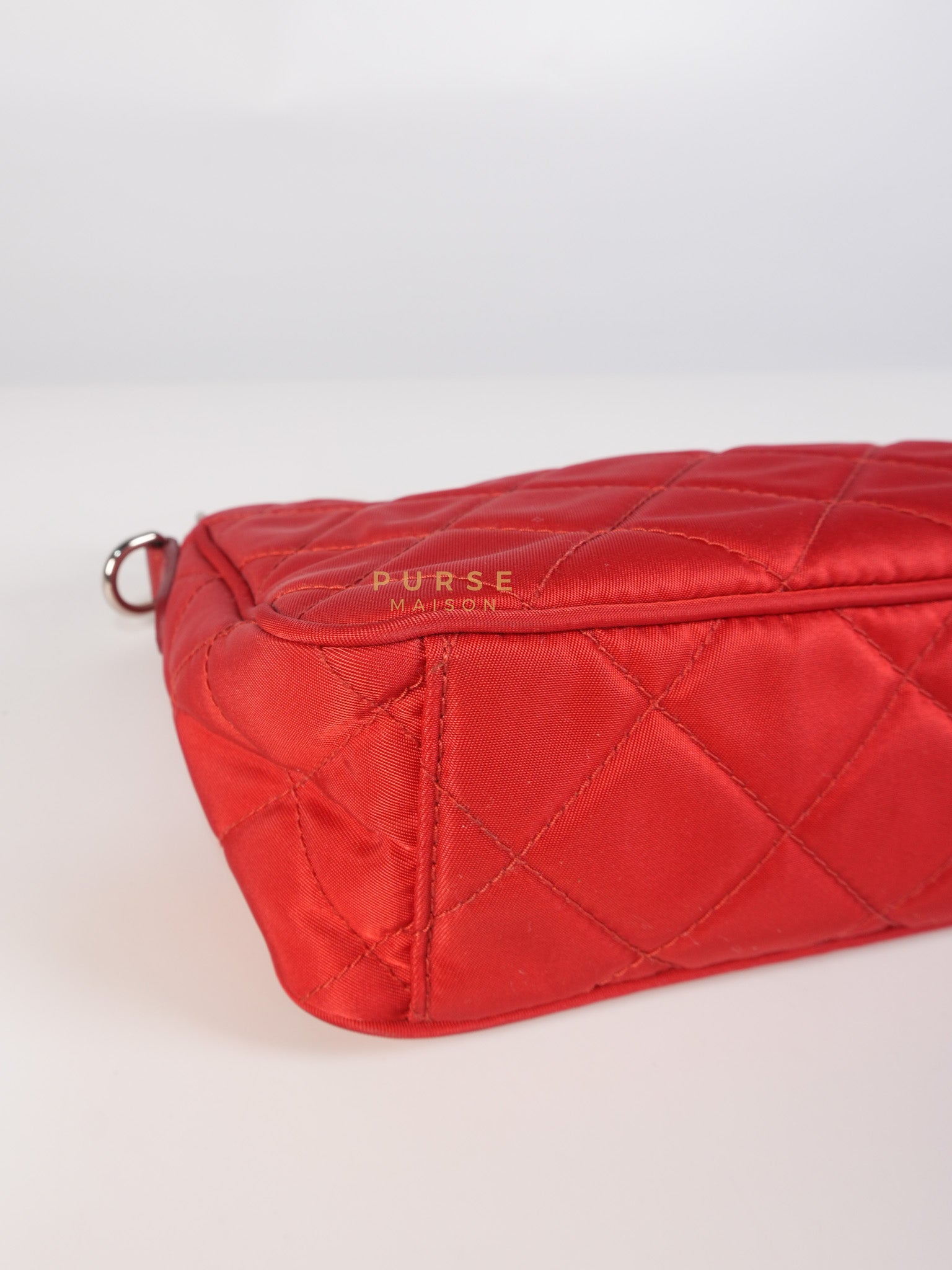Baguette in Red Nylon Tessuto Impunto Two Way Bag | Purse Maison Luxury Bags Shop
