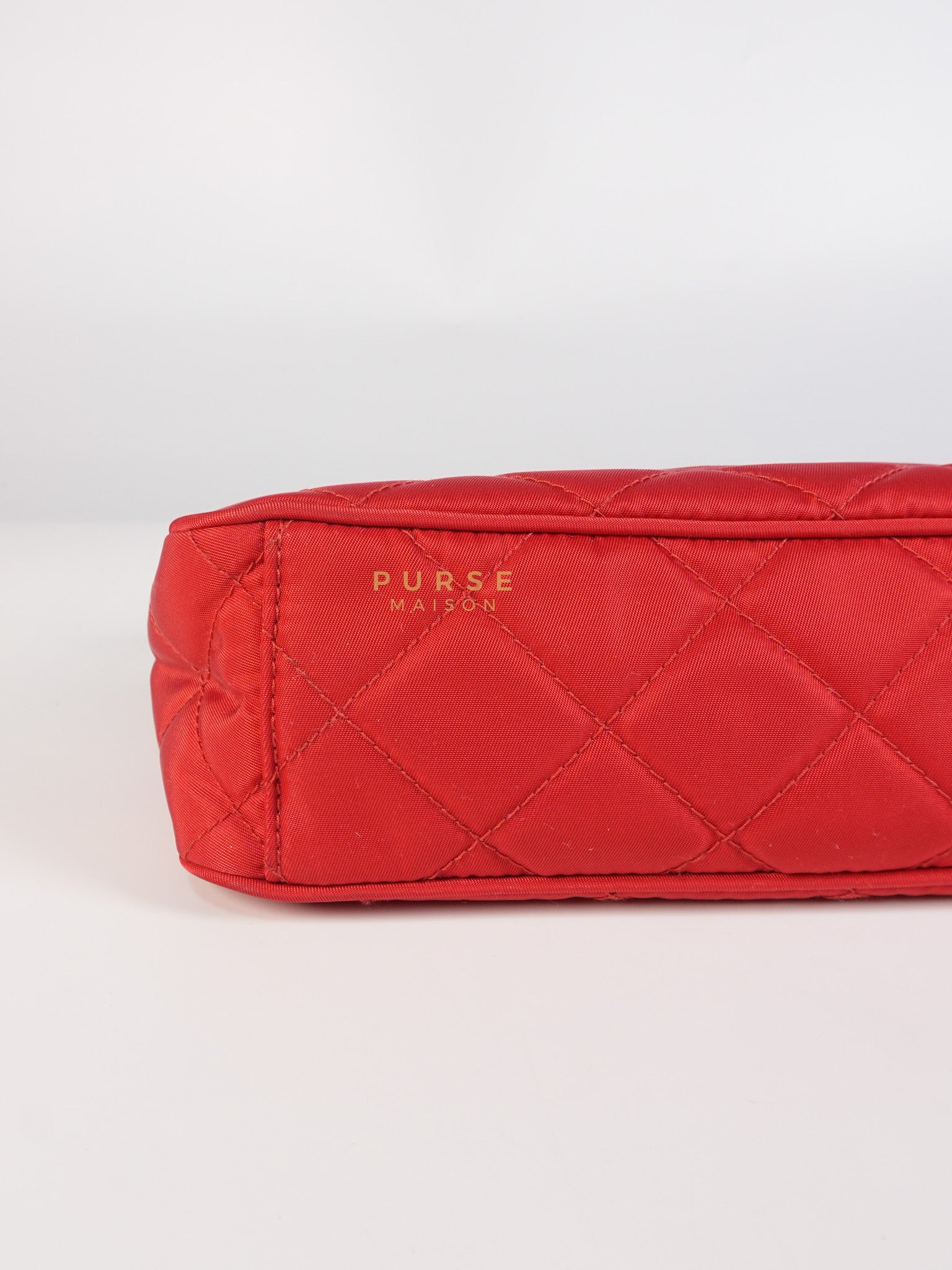 Baguette in Red Nylon Tessuto Impunto Two Way Bag | Purse Maison Luxury Bags Shop